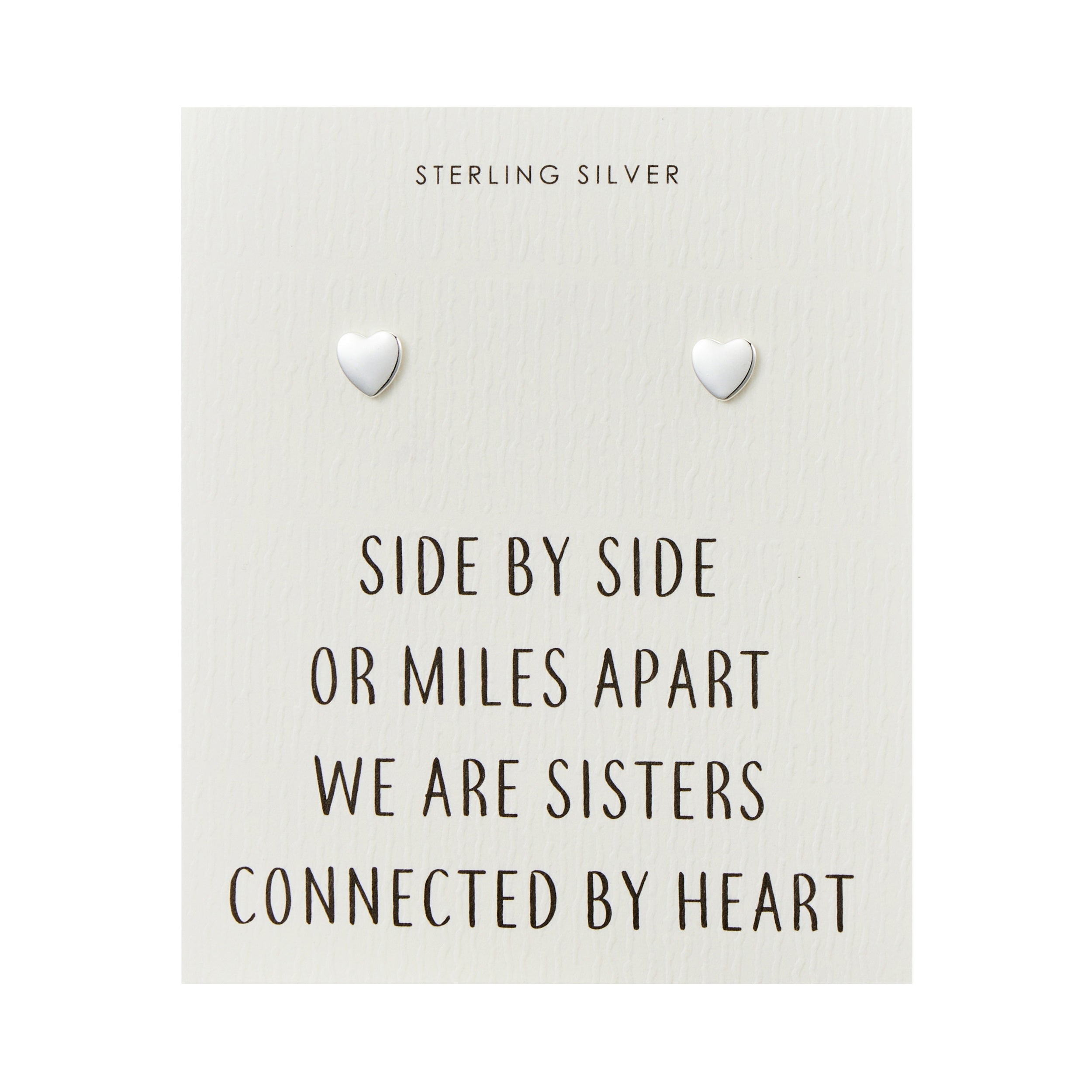 Sterling Silver Sister Heart Earrings with Quote Card