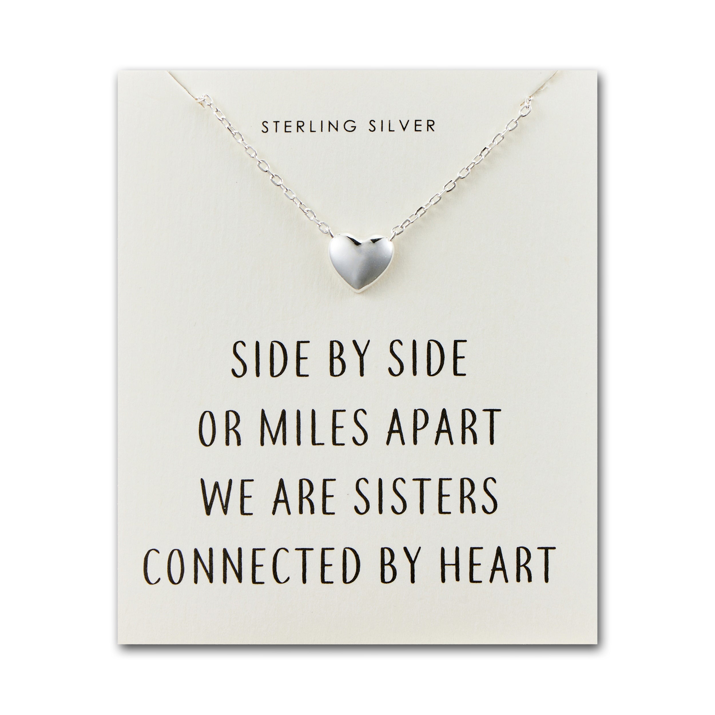 Sterling Silver Sister Heart Necklace with Quote Card