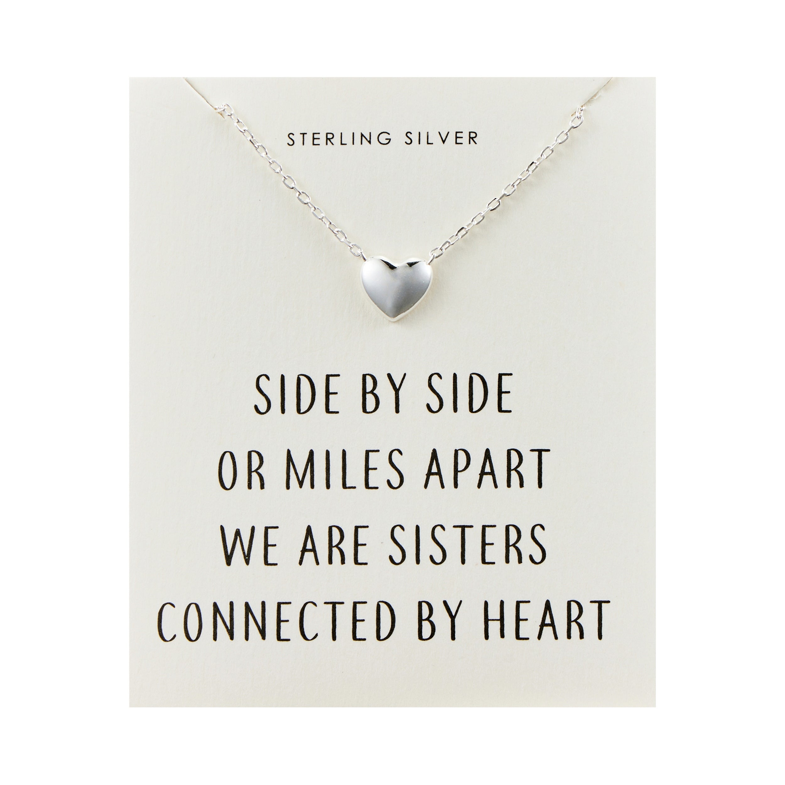 Sterling Silver Sister Heart Necklace with Quote Card