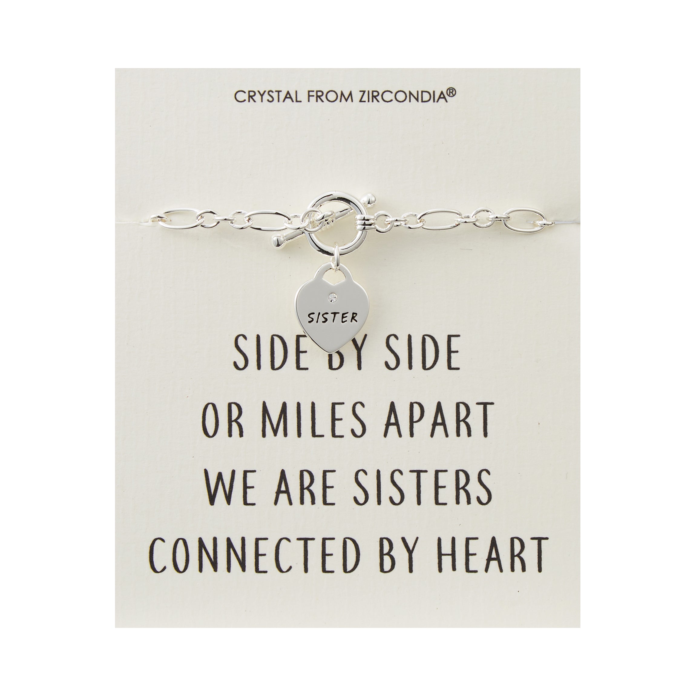 Sister Charm Bracelet with Quote Card Created with Zircondia® Crystals
