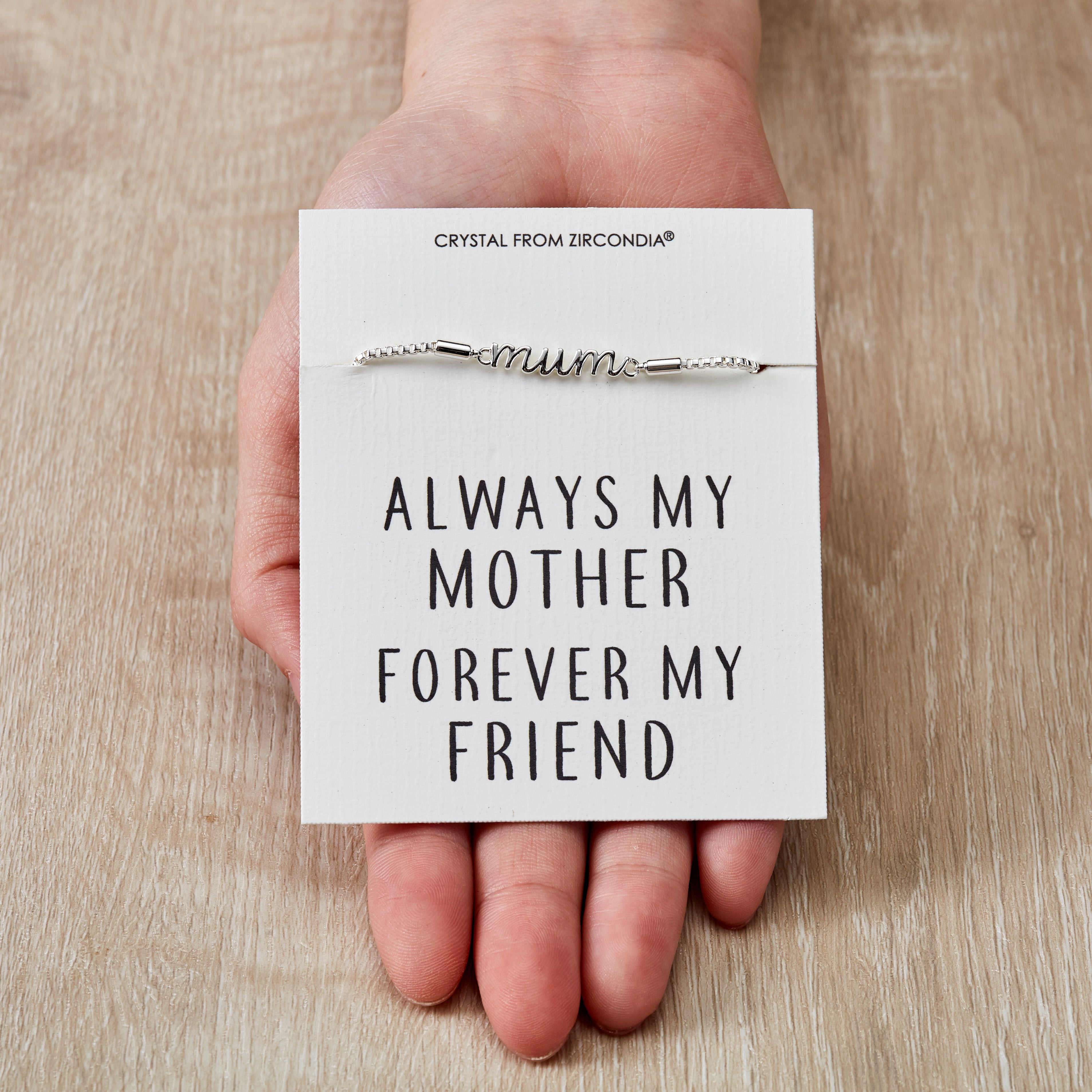 Mum Bracelet with Quote Card Created with Zircondia® Crystals