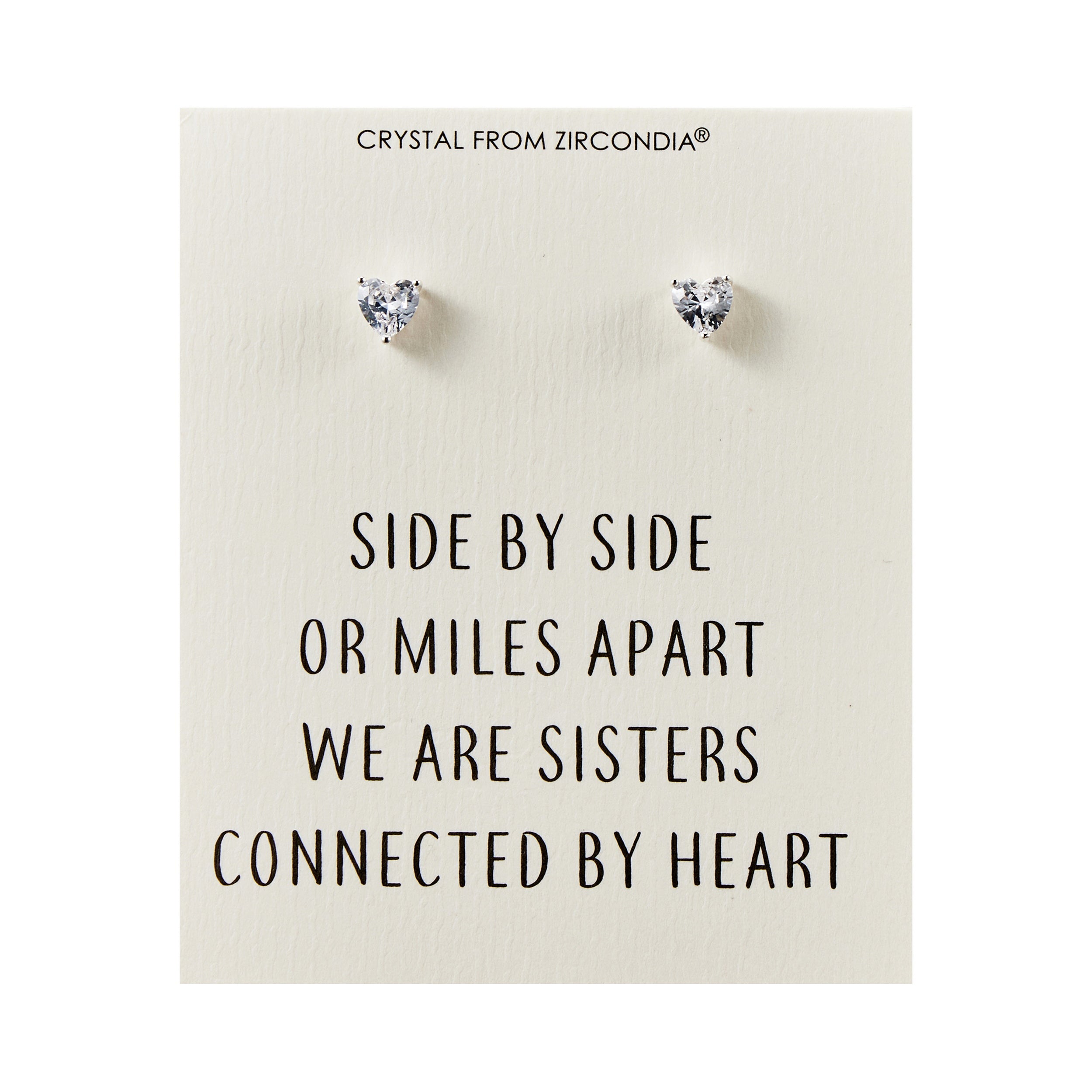 Sister Heart Earrings with Quote Card Created with Zircondia® Crystals
