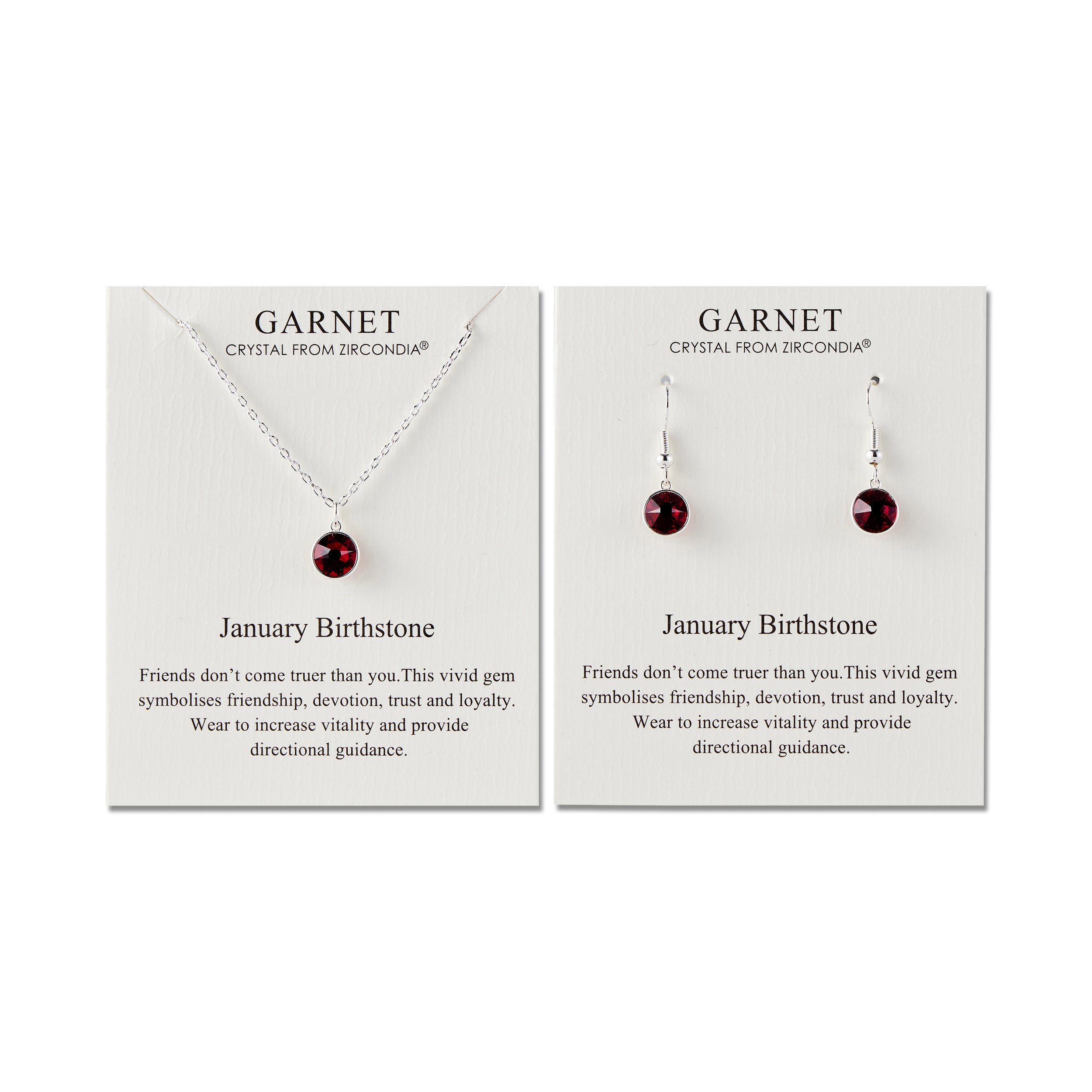 January (Garnet) Birthstone Necklace & Drop Earrings Set Created with Zircondia® Crystals