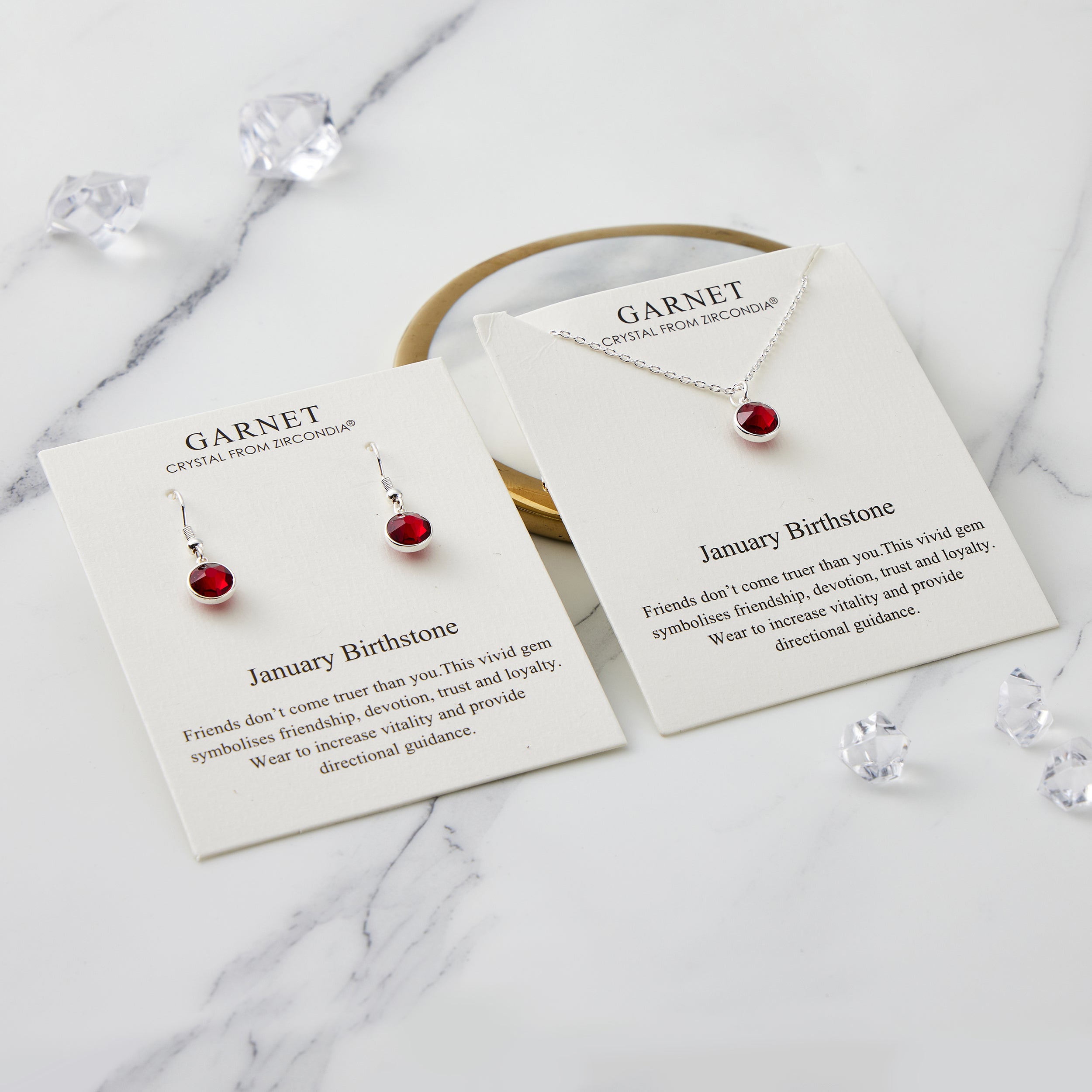 July (Ruby) Birthstone Necklace & Drop Earrings Set Created with Zircondia® Crystals