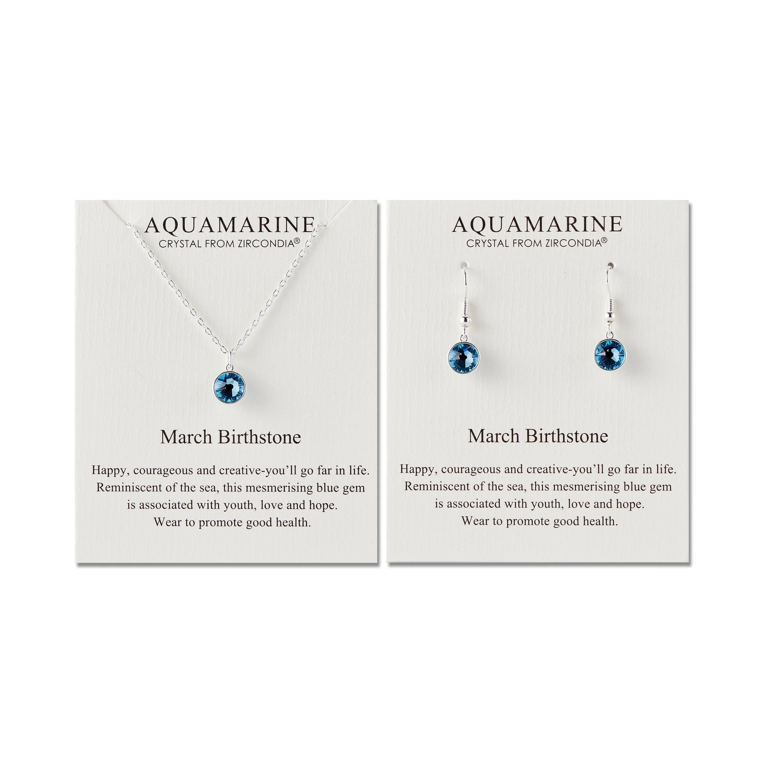 March (Aquamarine) Birthstone Necklace & Drop Earrings Set Created with Zircondia® Crystals