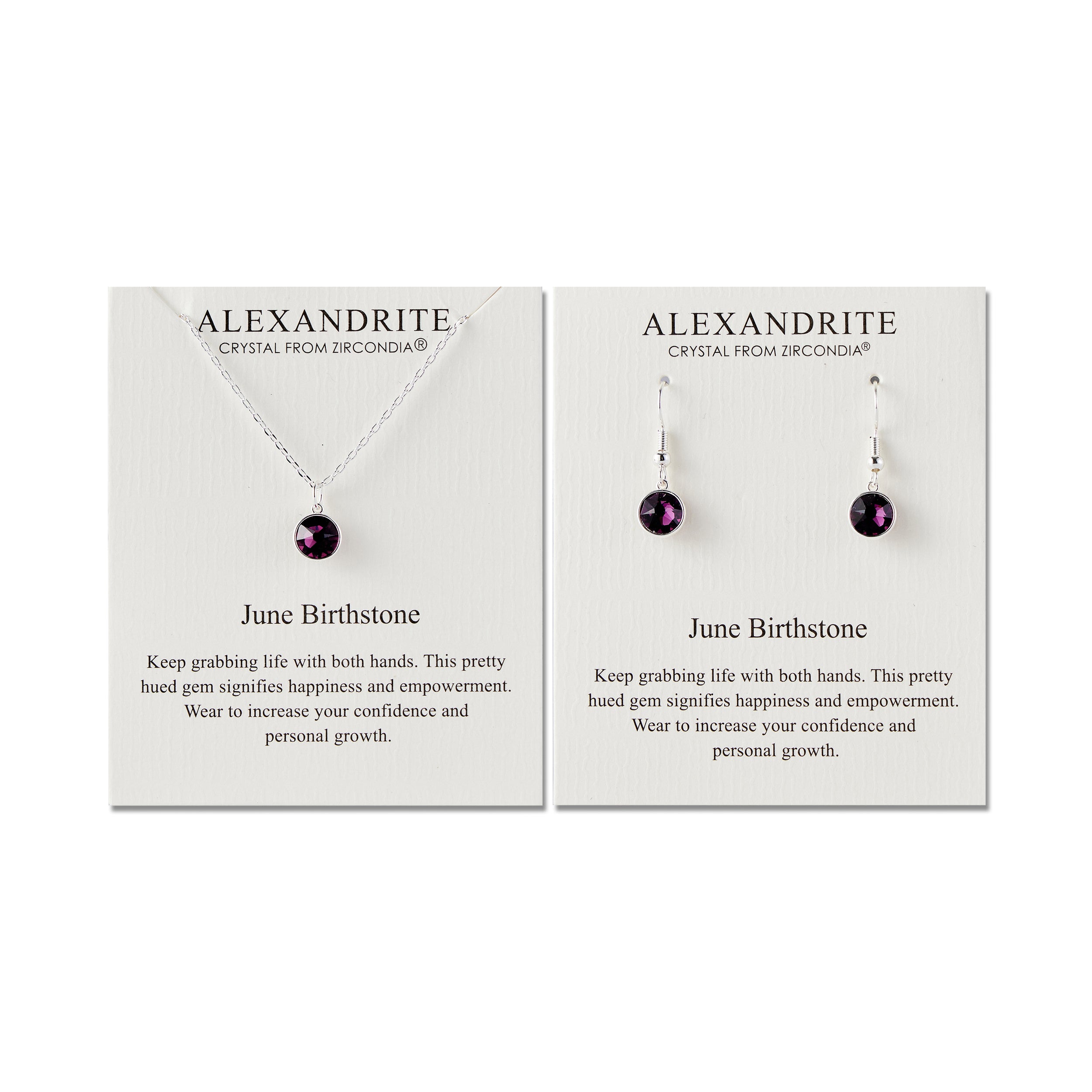 June (Alexandrite) Birthstone Necklace & Drop Earrings Set Created with Zircondia® Crystals