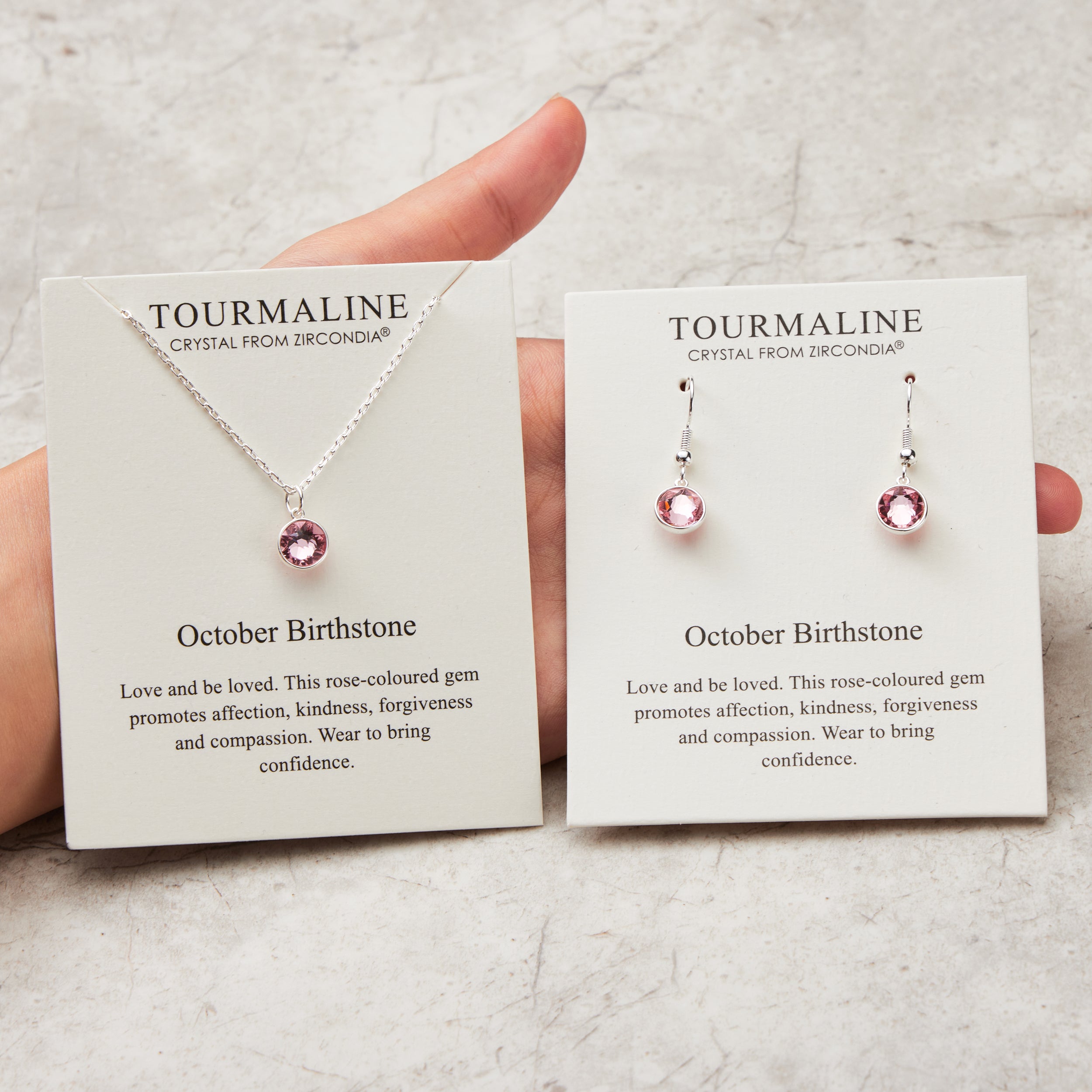 October (Tourmaline) Birthstone Necklace & Drop Earrings Set Created with Zircondia® Crystals