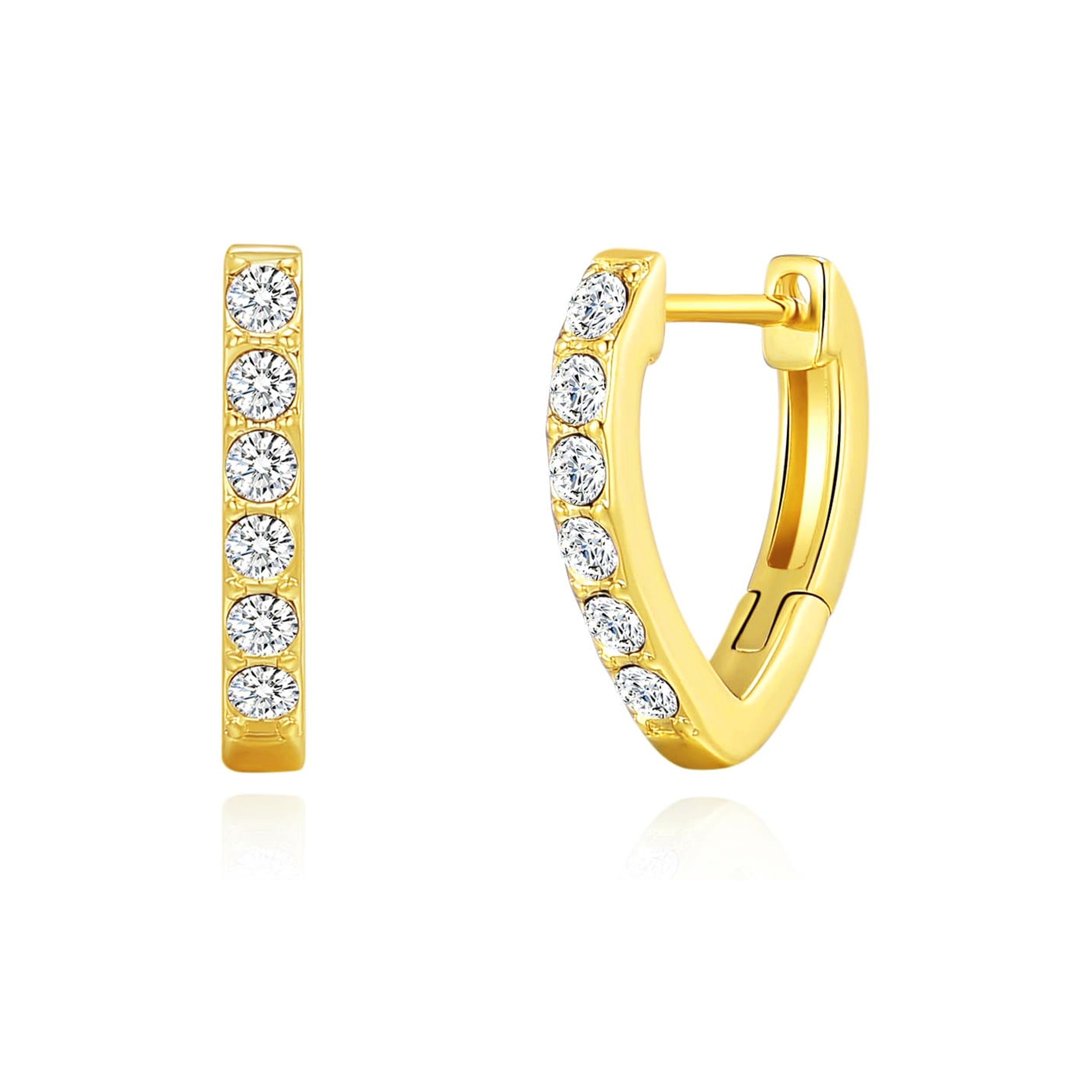 Gold Plated Huggie Hoop Earrings Created with Zircondia® Crystals