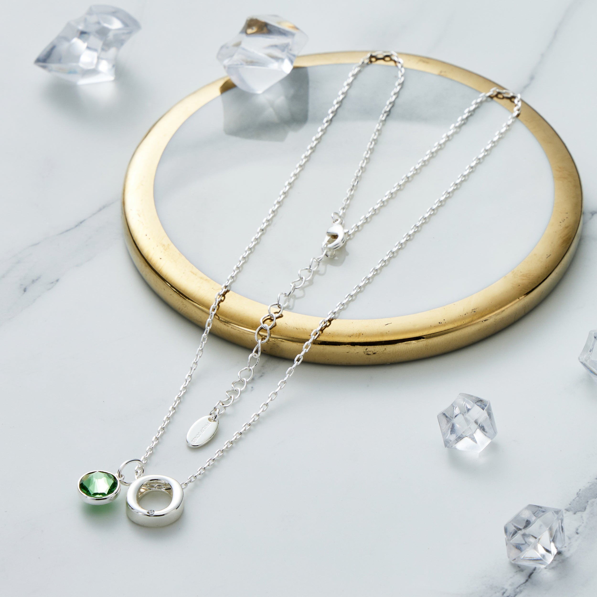 Initial O Necklace with Birthstone Charm Created with Zircondia® Crystals