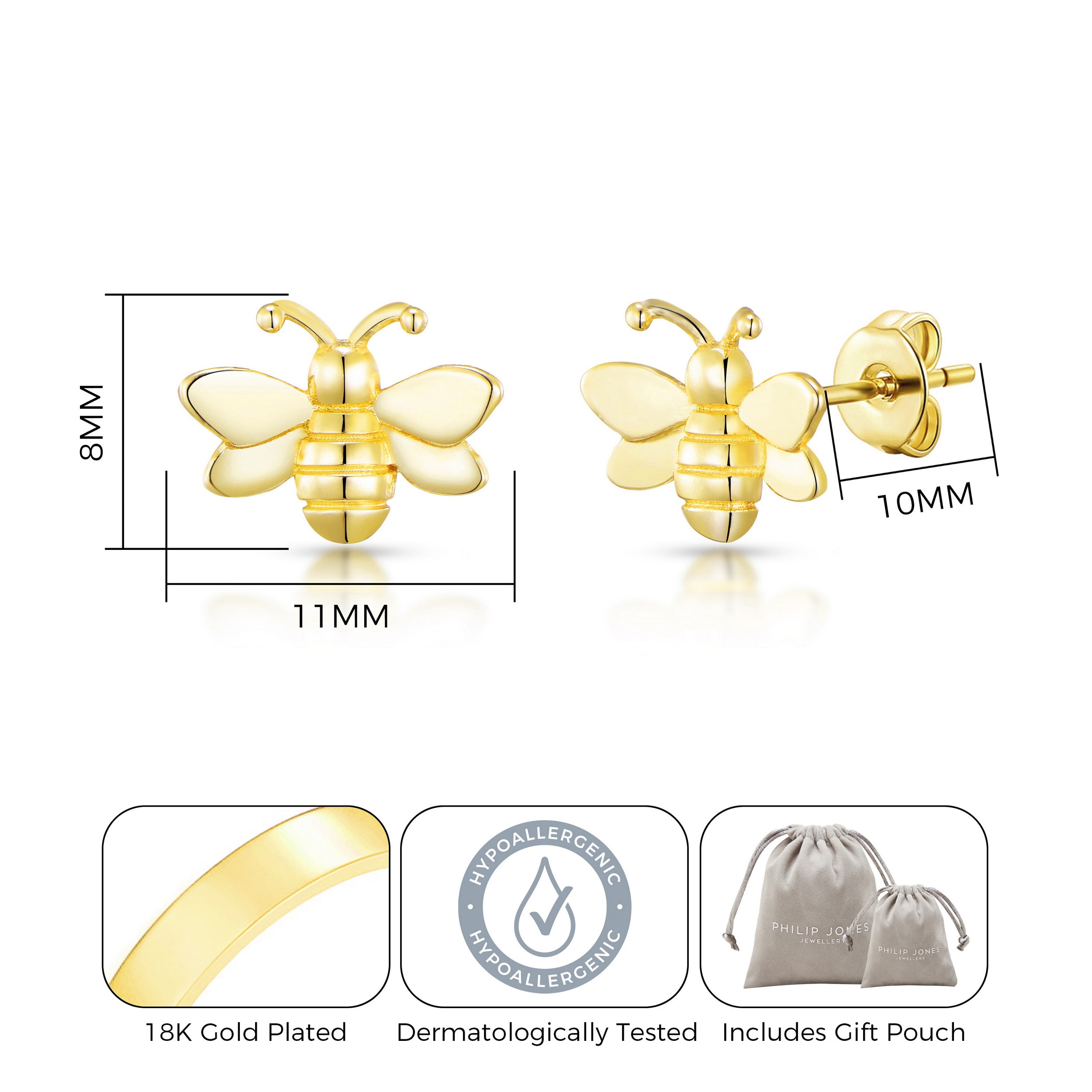 Gold Plated Bumble Bee Earrings