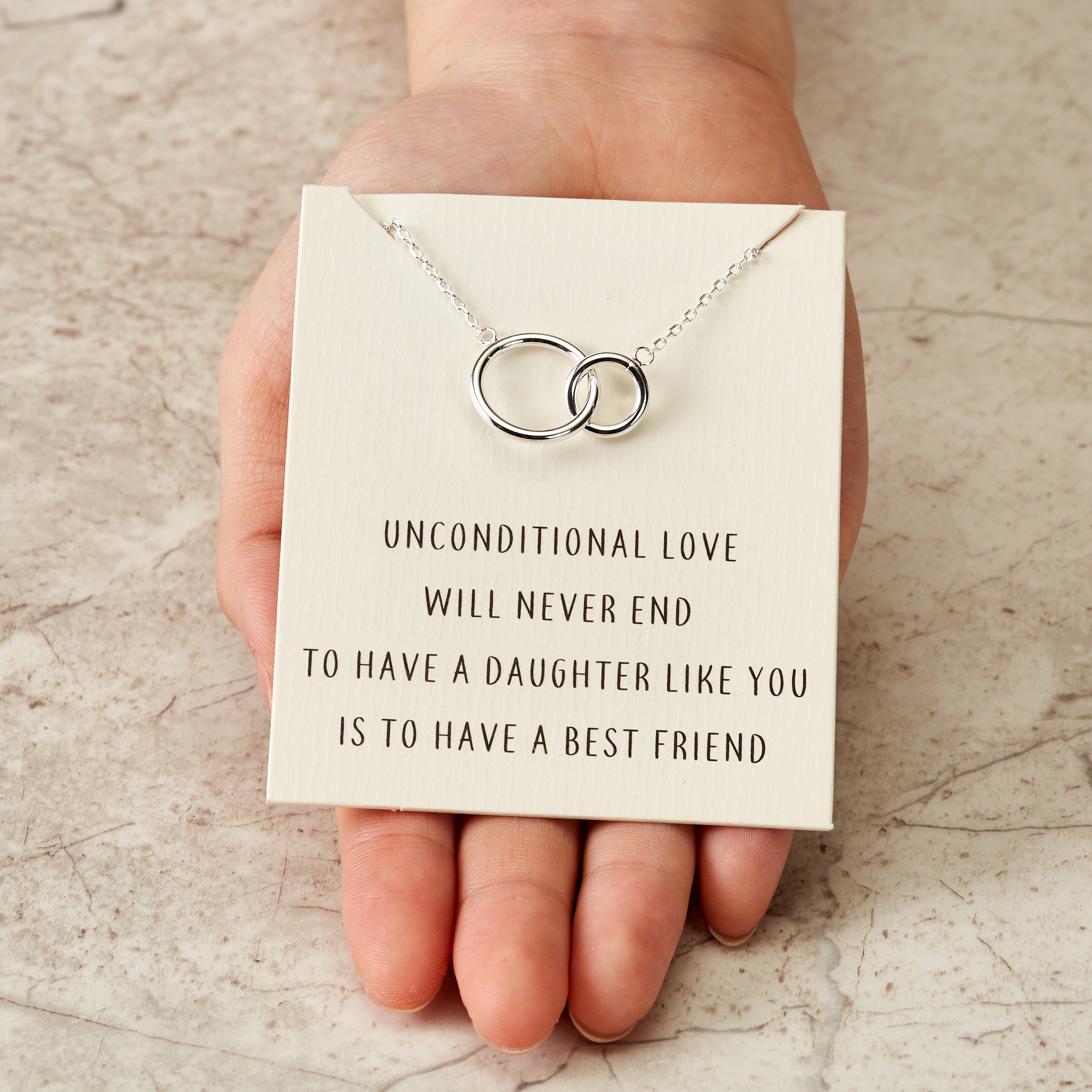 Silver Plated Link Daughter Necklace with Quote Card