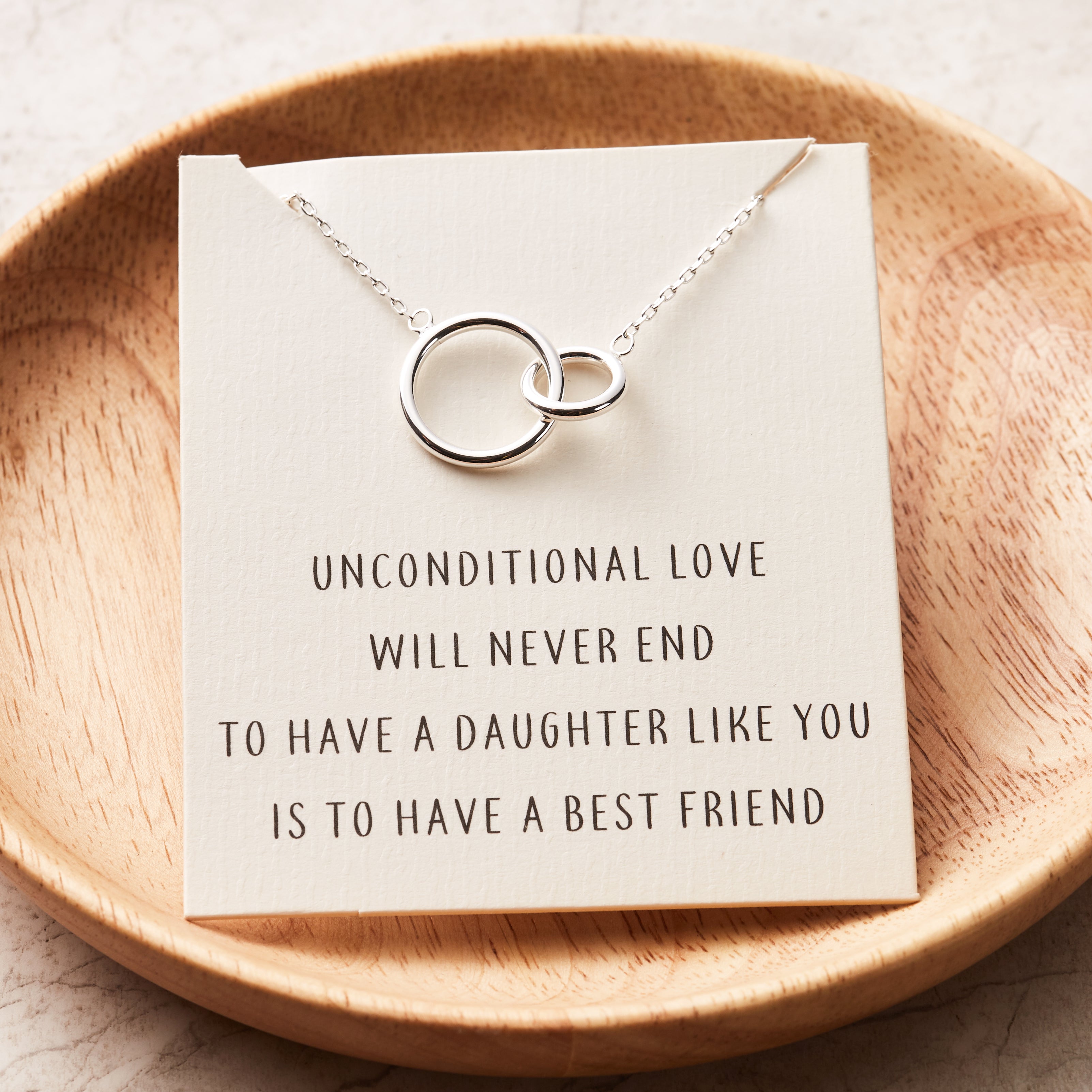 Silver Plated Link Daughter Necklace with Quote Card