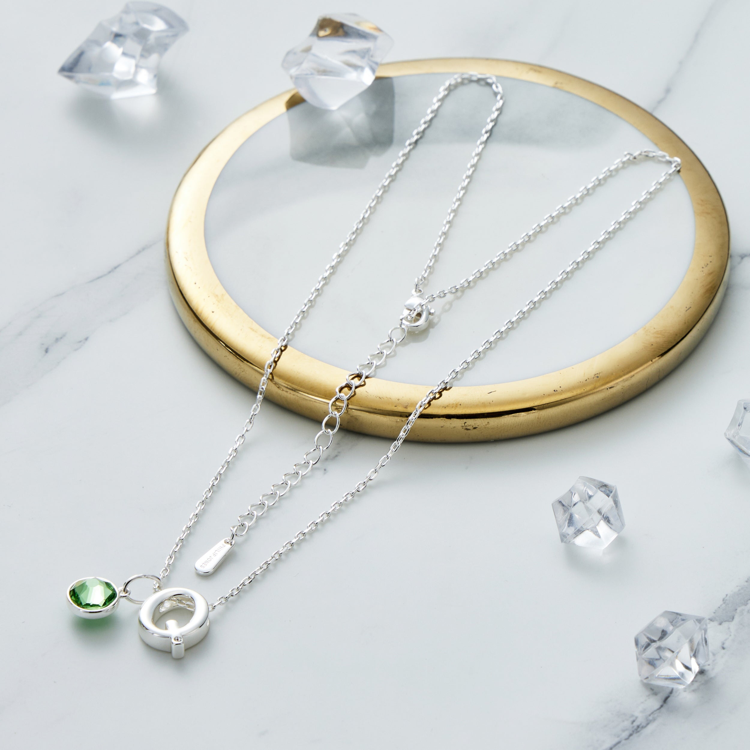 Initial Q Necklace with Birthstone Charm Created with Zircondia® Crystals
