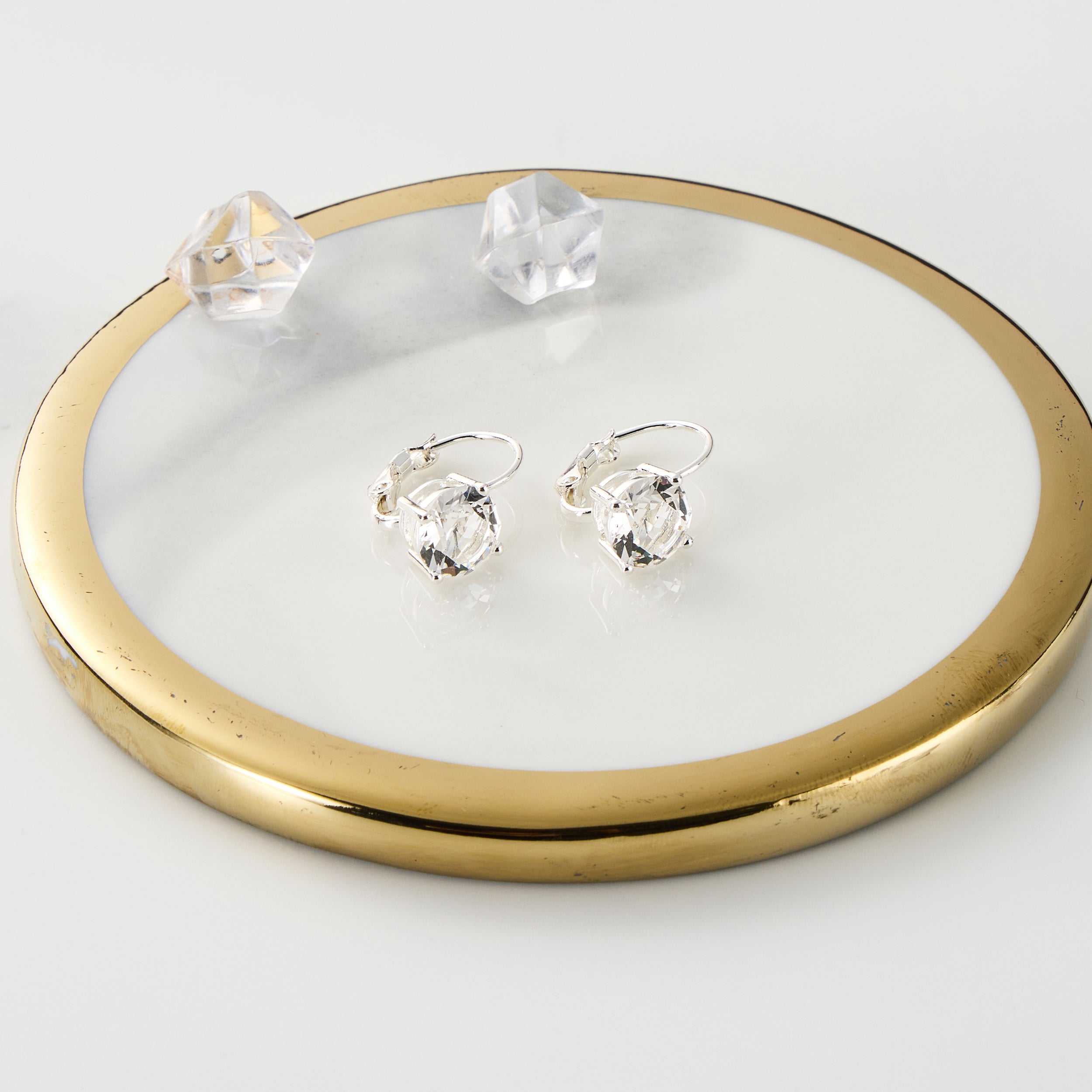 Rhodium Plated Callisto Earrings Created with Zircondia® Crystals