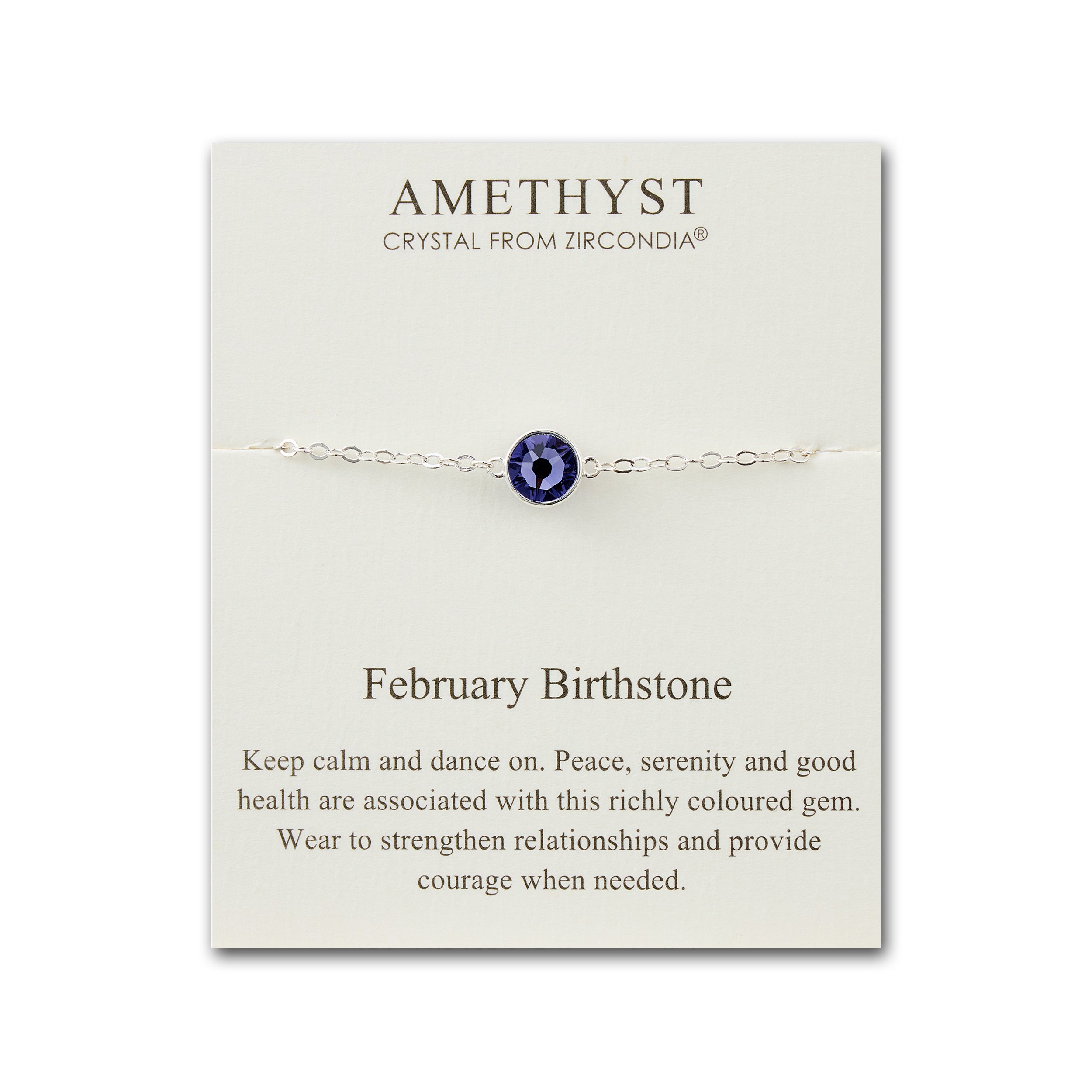 February (Amethyst) Birthstone Anklet Created with Zircondia® Crystals