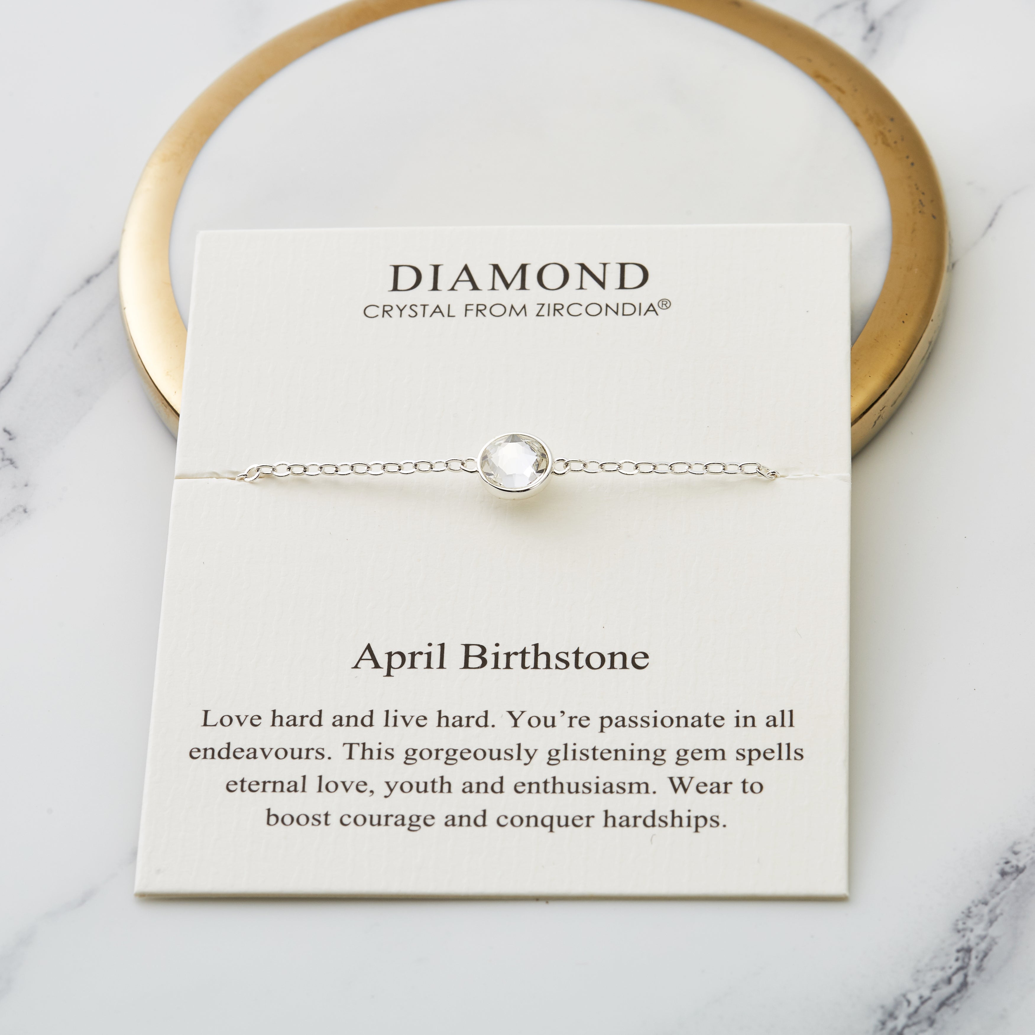 April (Diamond) Birthstone Anklet Created with Zircondia® Crystals