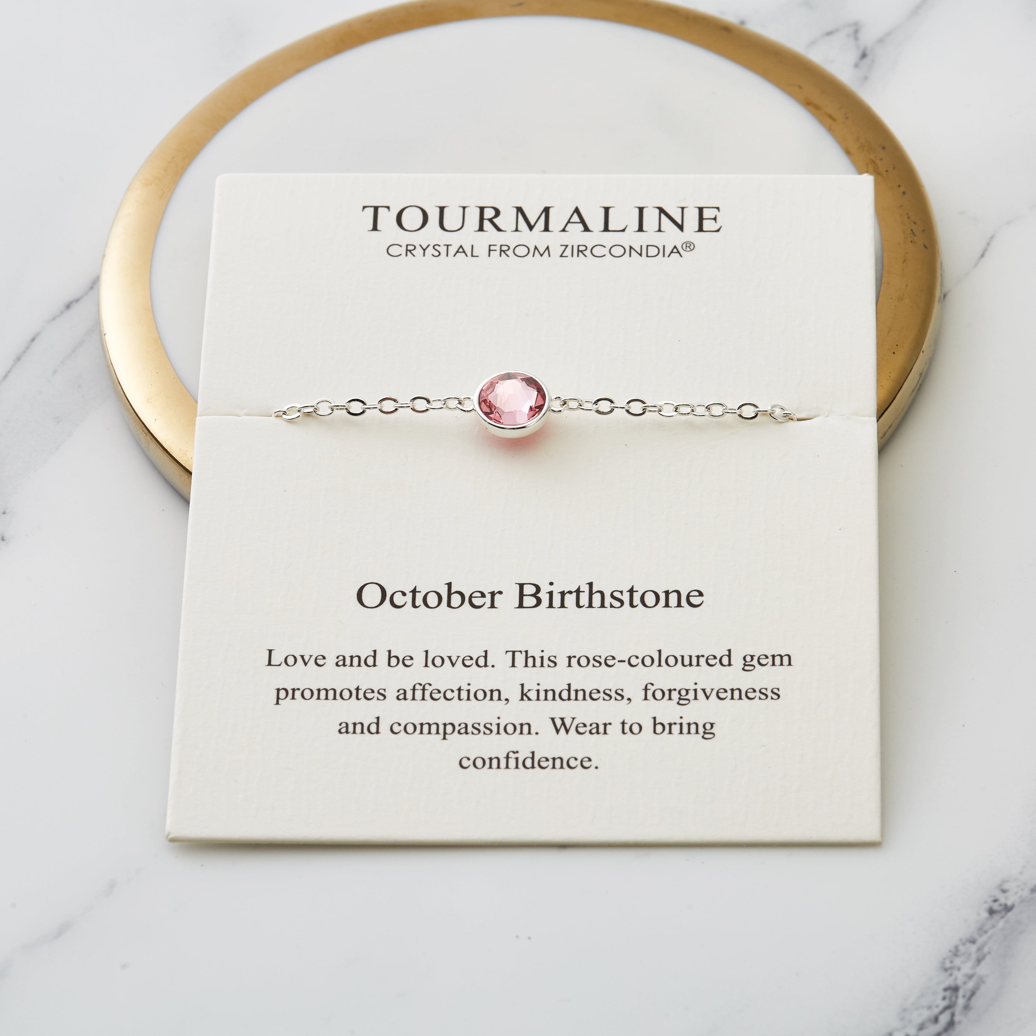 October (Tourmaline) Birthstone Anklet Created with Zircondia® Crystals