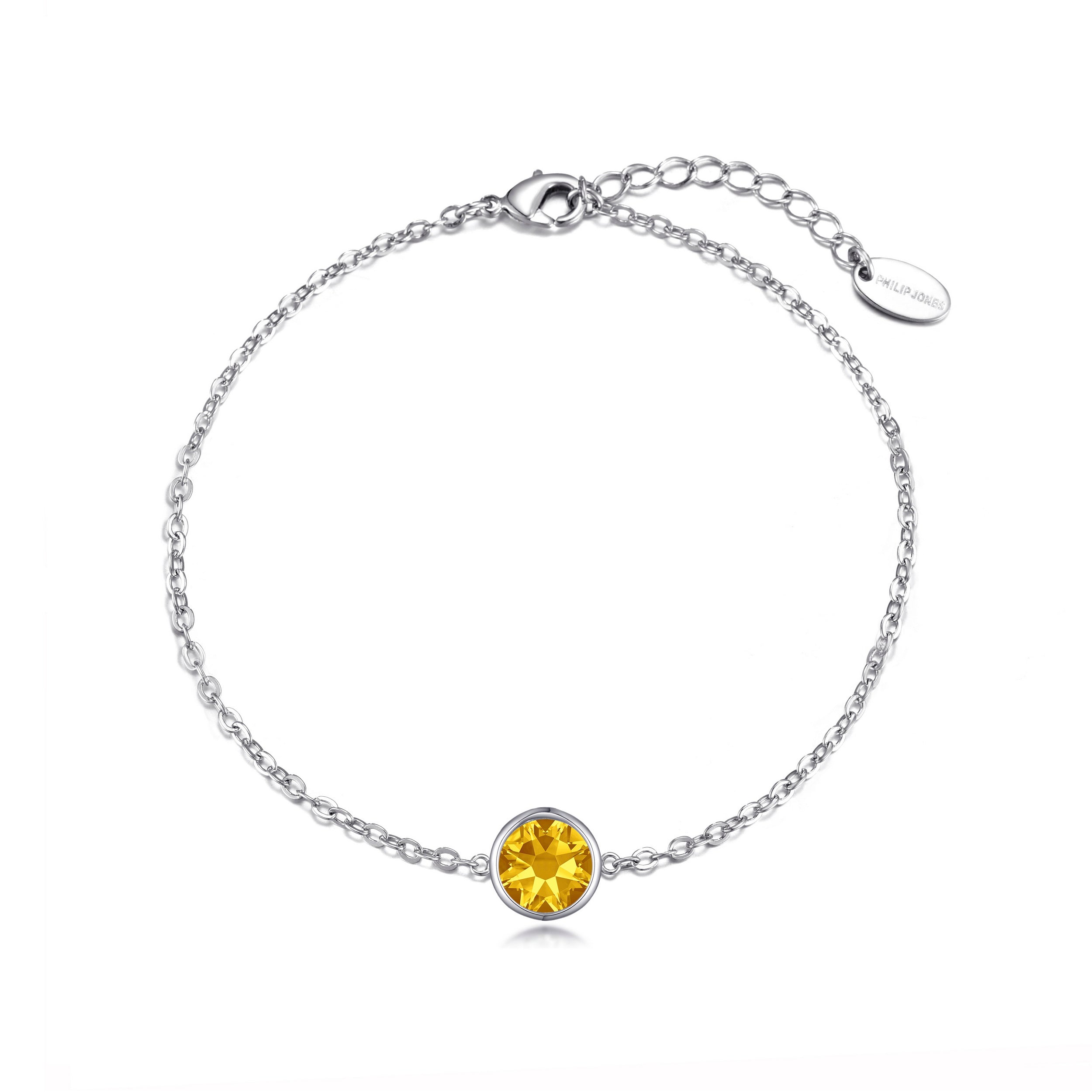 Yellow Crystal Anklet Created with Zircondia® Crystals