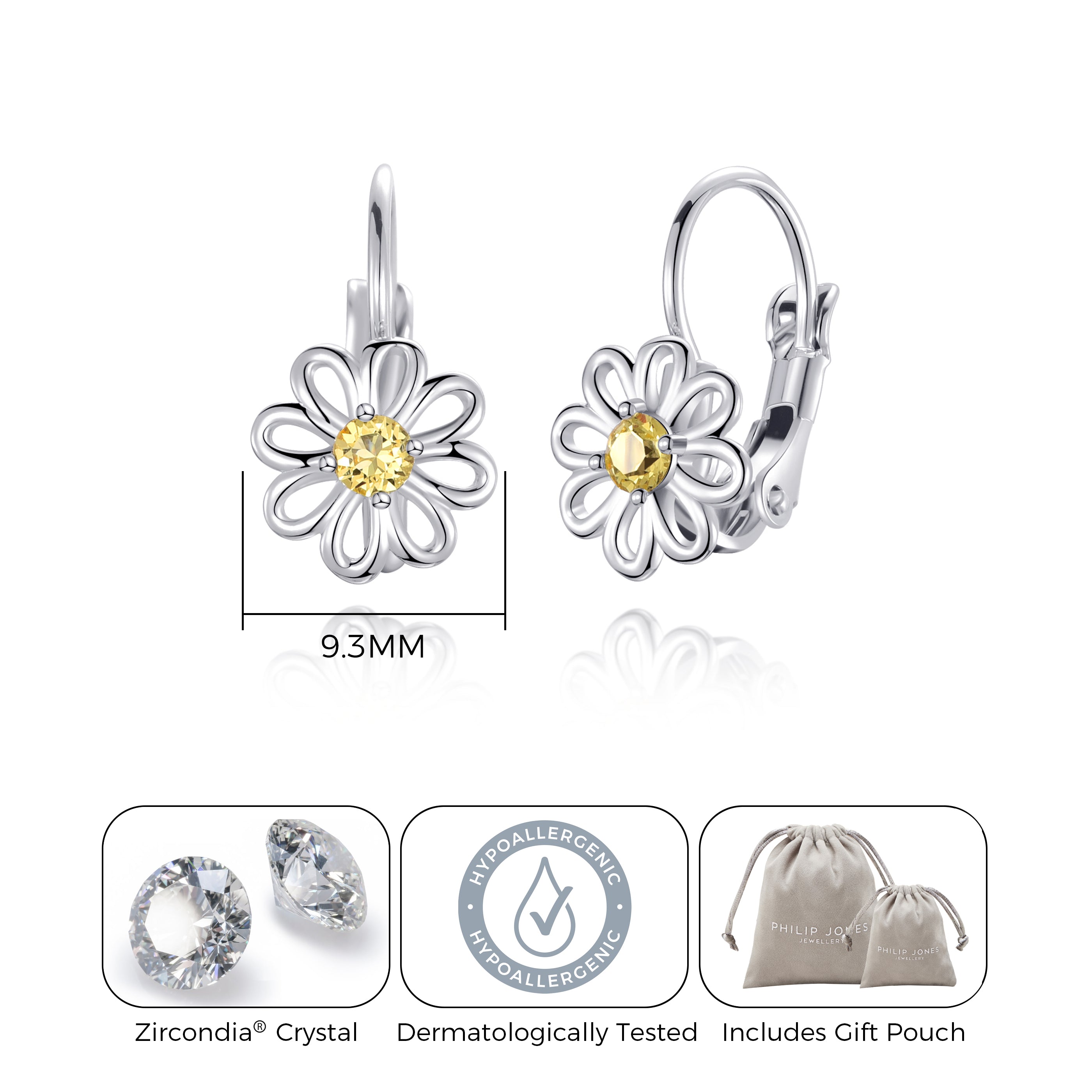 Daisy Crystal Drop Earrings Created with Zircondia® Crystals