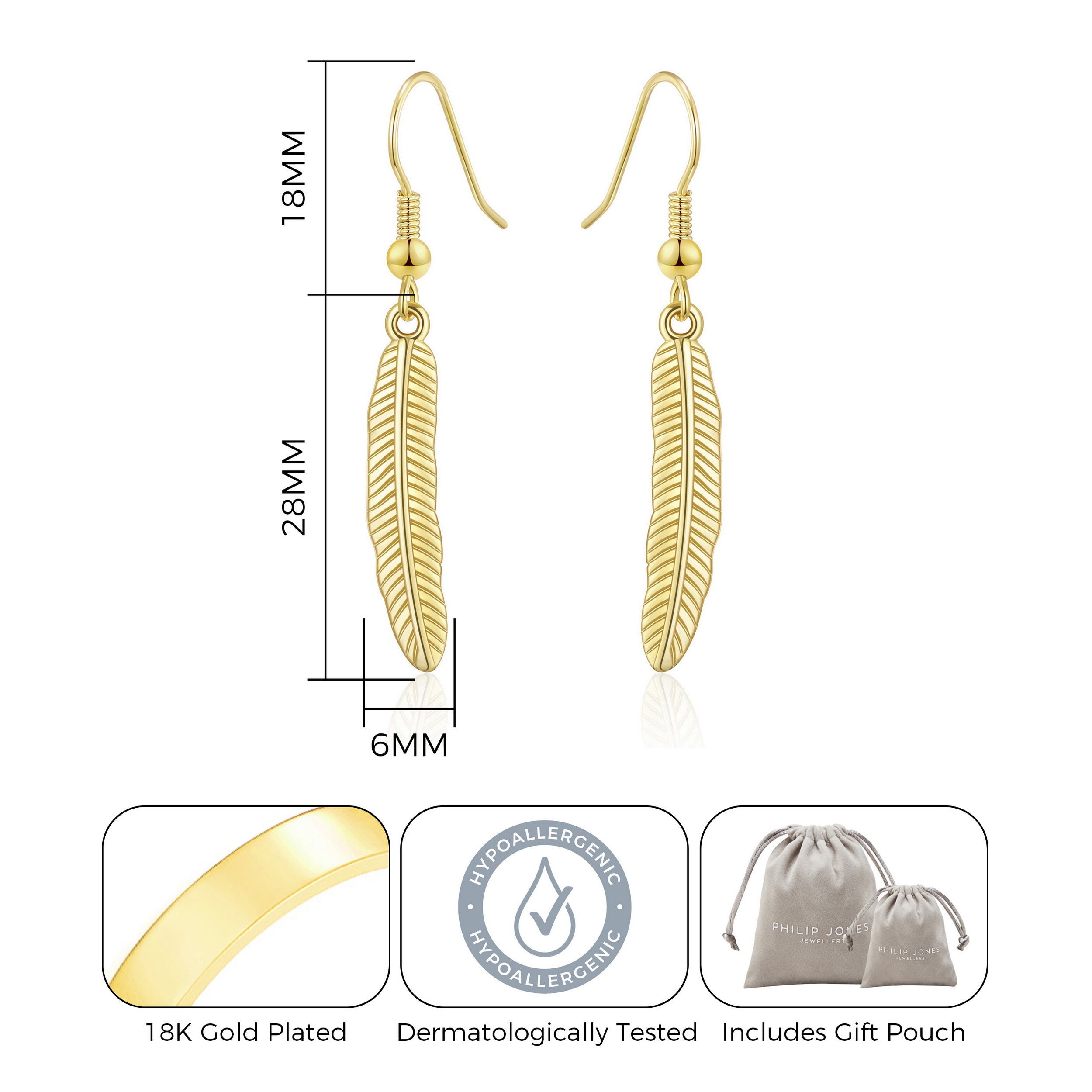 Gold Plated Feather Earrings