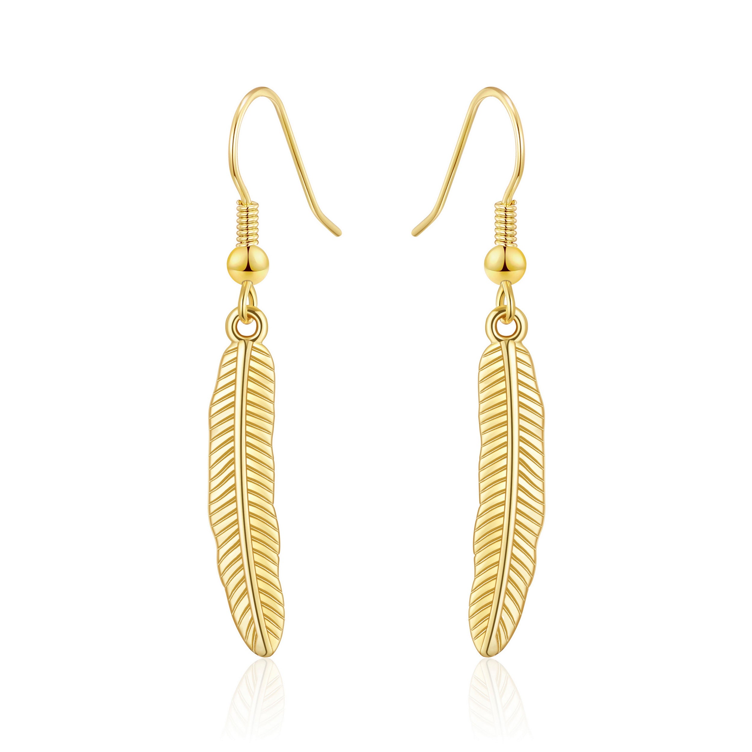 Gold Plated Feather Earrings