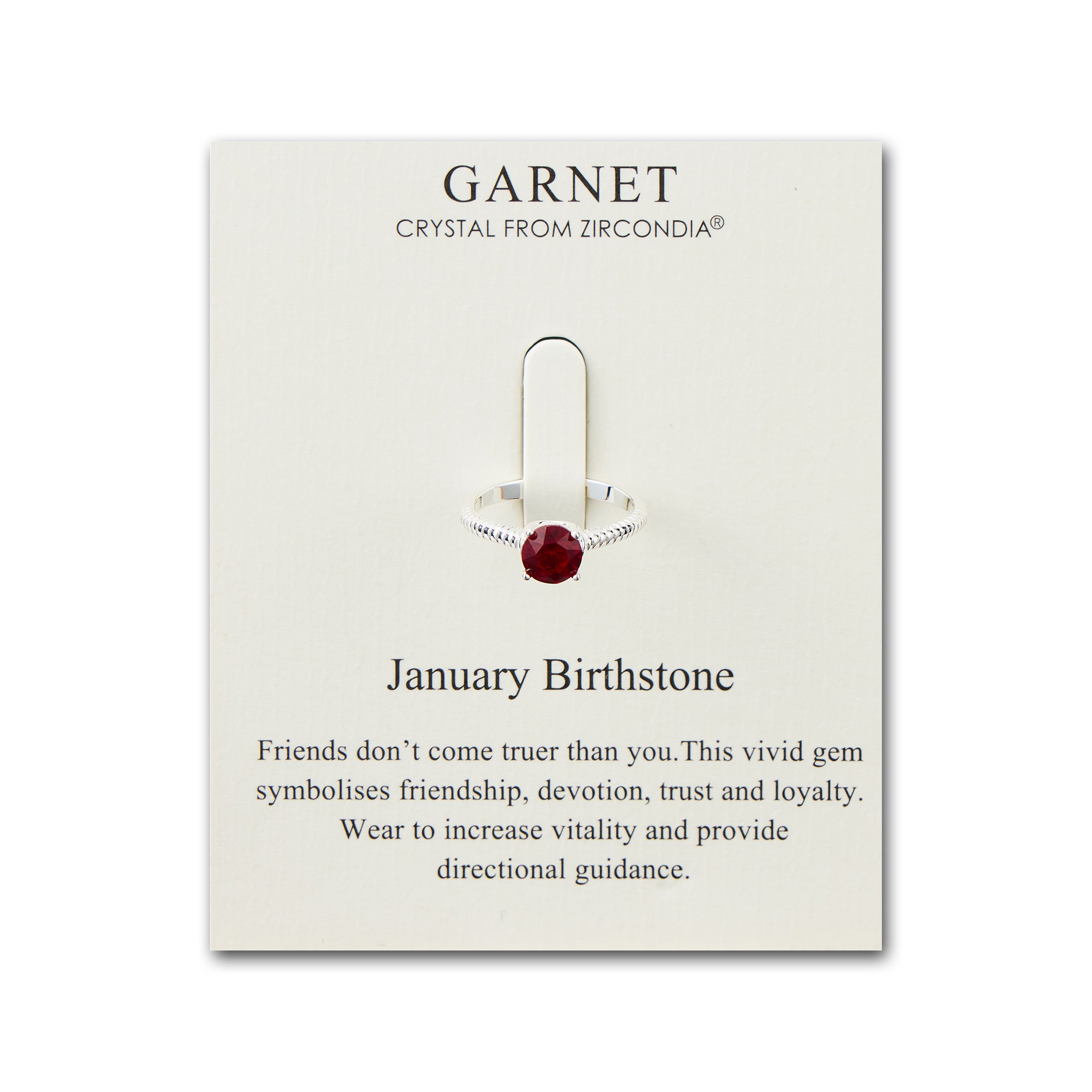 January (Garnet) Adjustable Birthstone Ring Created with Zircondia® Crystals