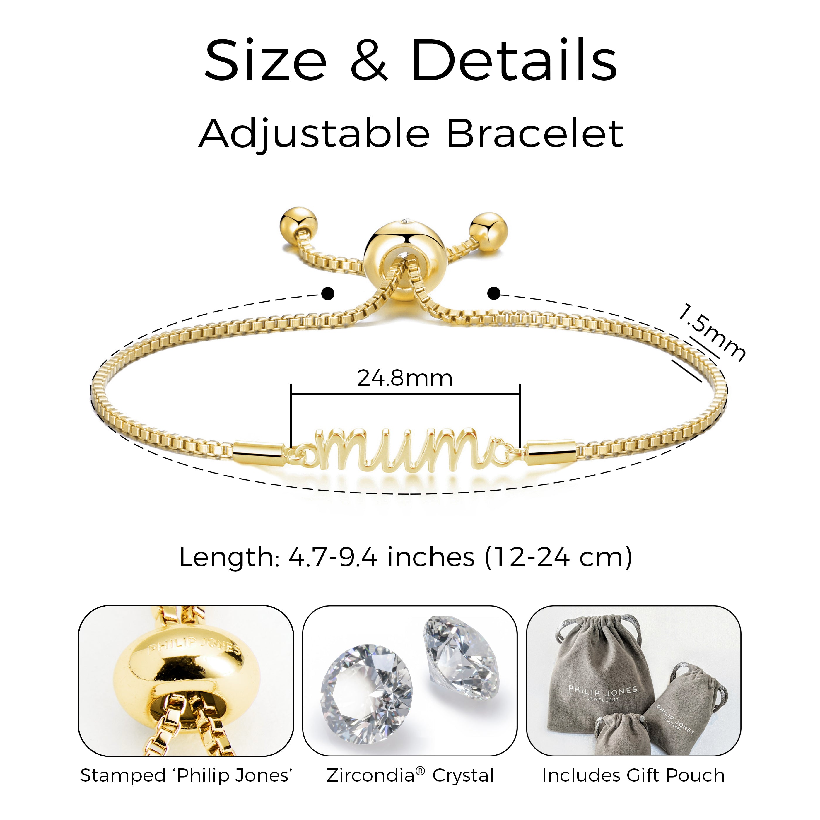 Gold Plated Mum Bracelet Created with Zircondia® Crystals