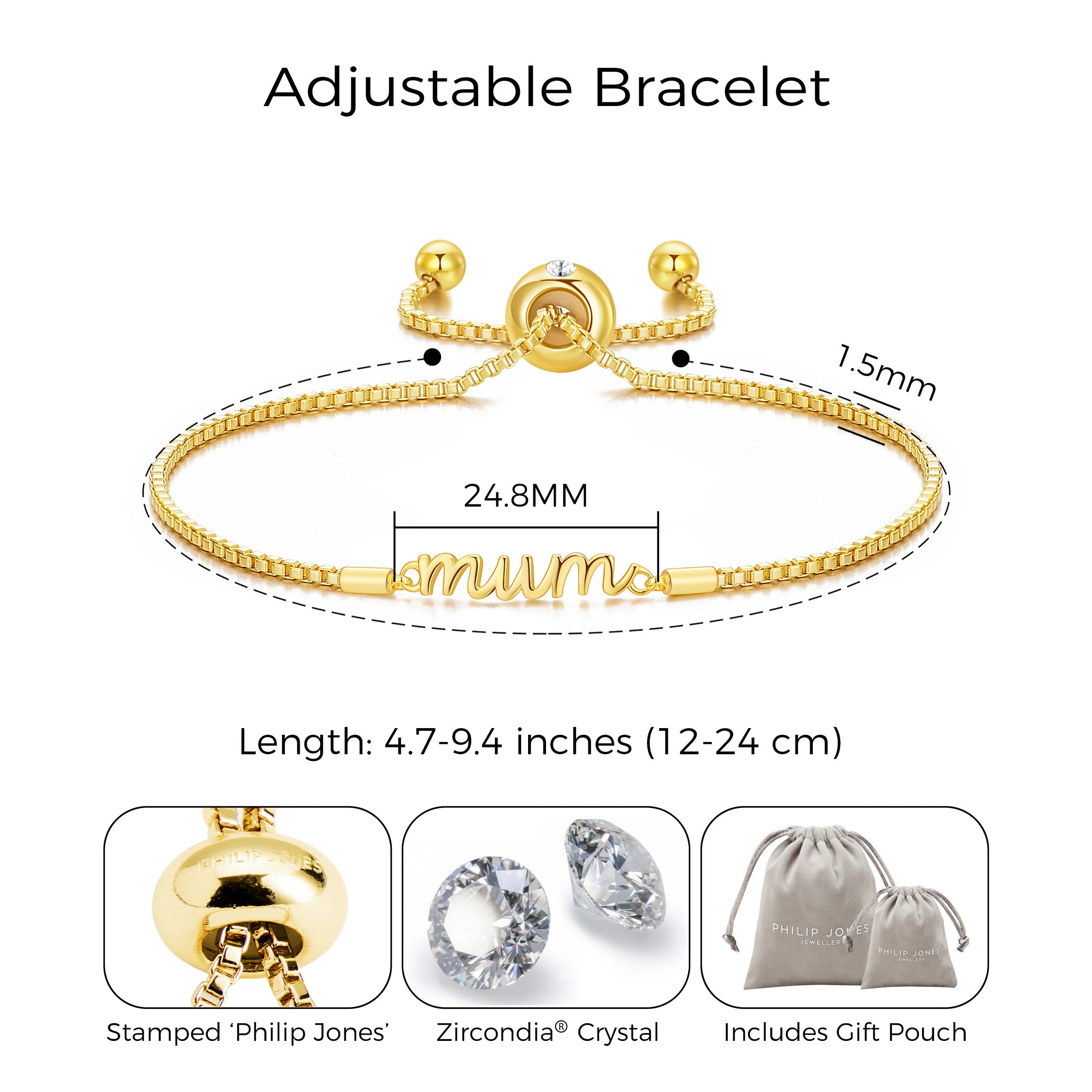 Gold Plated Mum Bracelet Created with Zircondia® Crystals