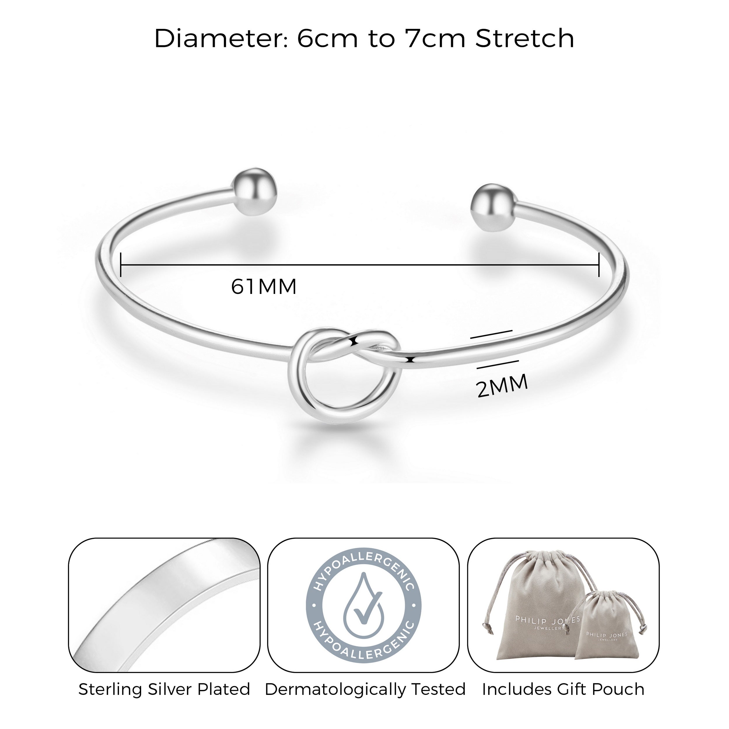 Silver Plated Love Knot Cuff Bangle