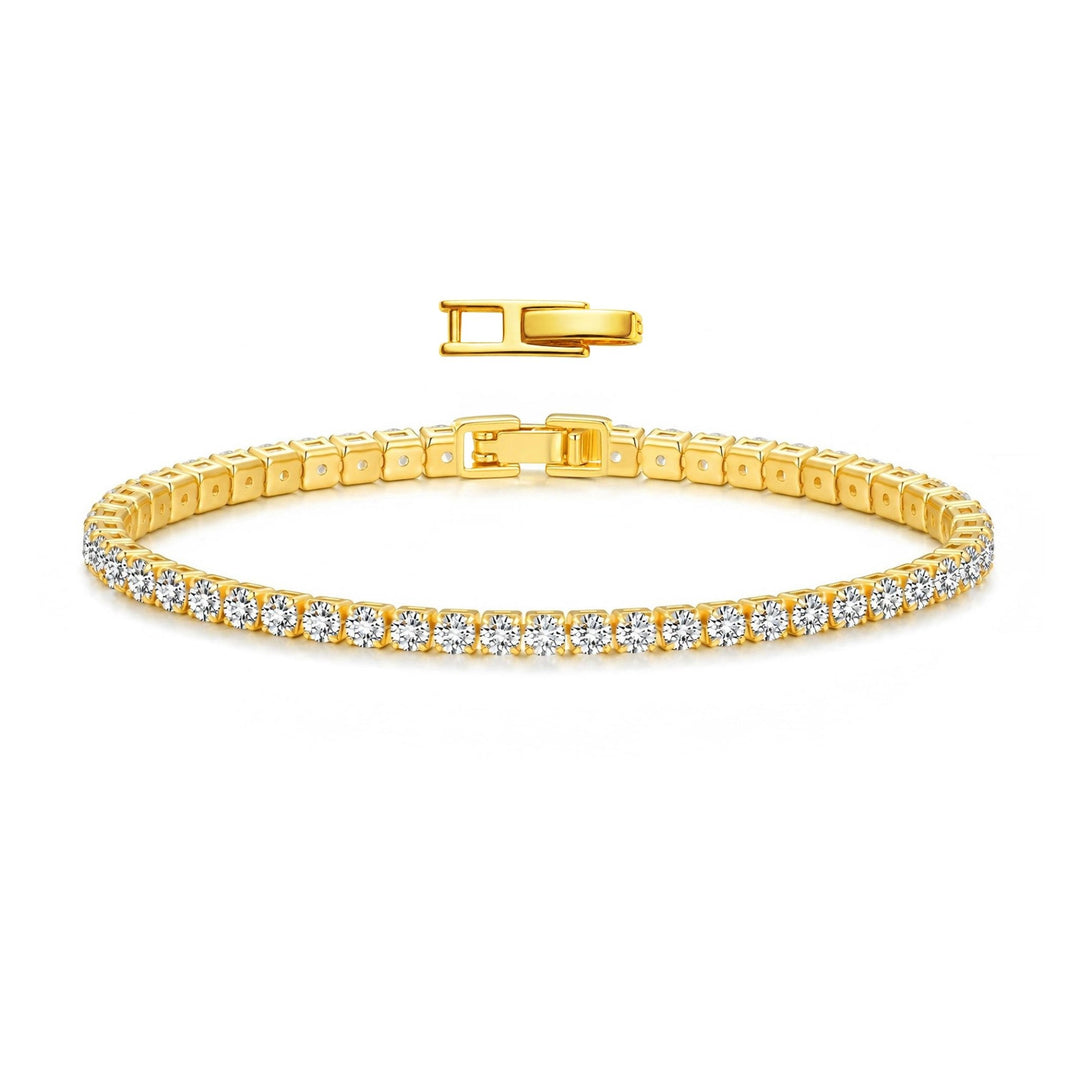 18k Gold Plated 3mm Tennis Bracelet Created with Zircondia® Crystals