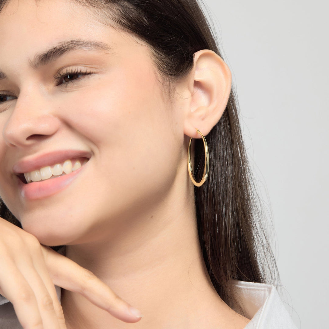 18k Gold Plated 40mm Hoop Earrings