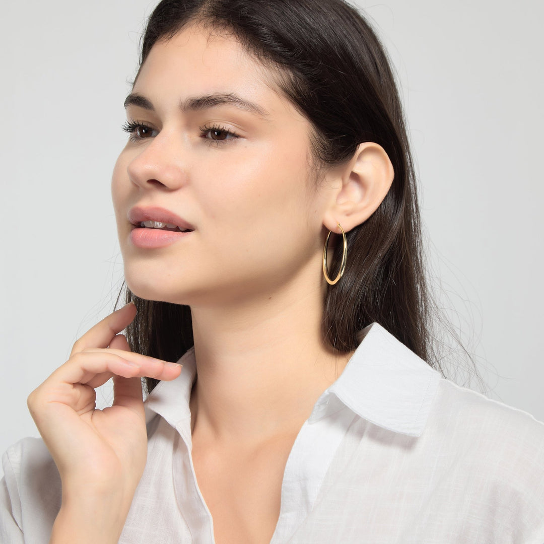 18k Gold Plated 40mm Hoop Earrings