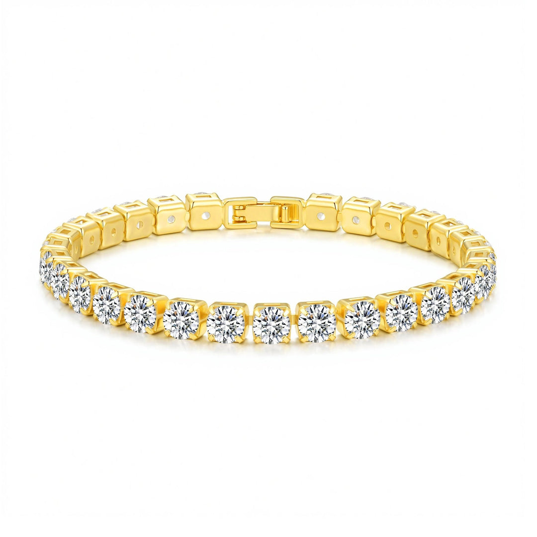 18k Gold Plated 5mm Tennis Bracelet Created with Zircondia® Crystals - Philip Jones Jewellery