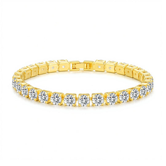 18k Gold Plated 5mm Tennis Bracelet Created with Zircondia® Crystals - Philip Jones Jewellery