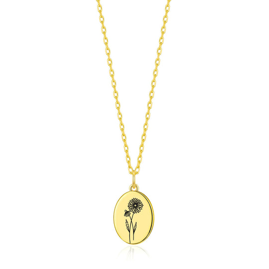 18k Gold Plated April Birth Flower Daisy Necklace with Card