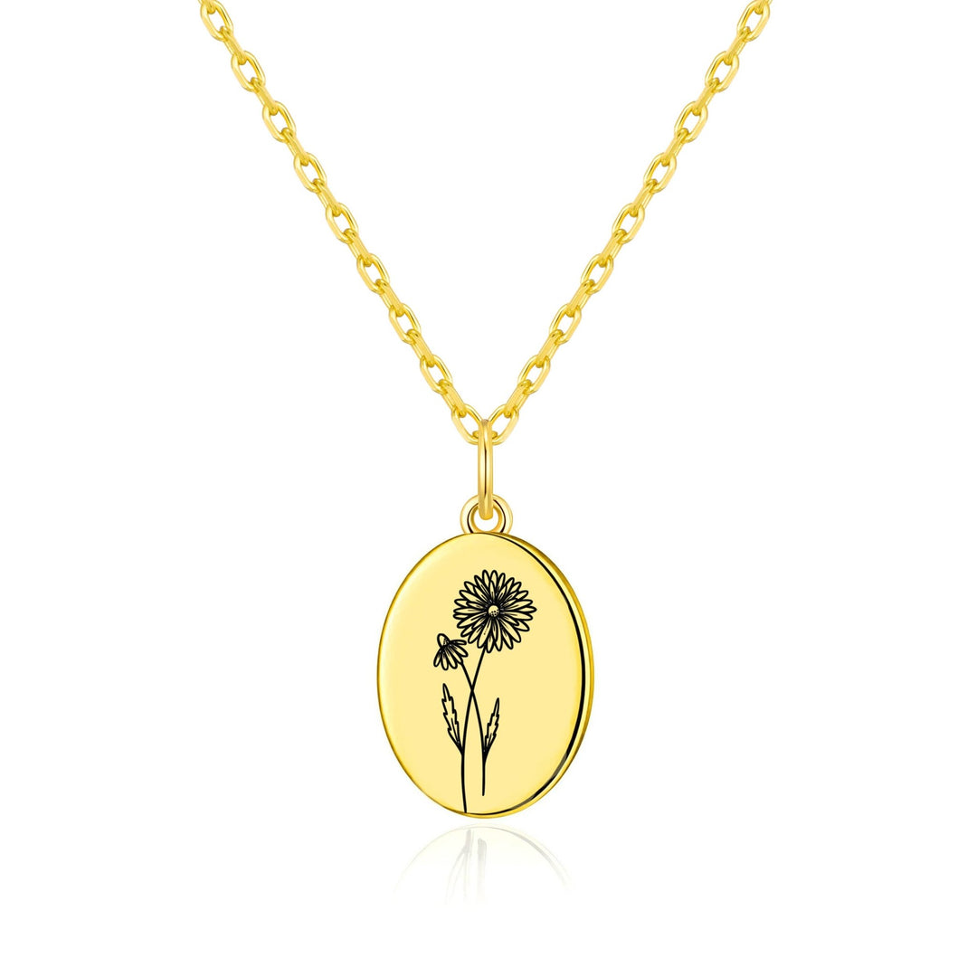 18k Gold Plated April Birth Flower Daisy Necklace with Card