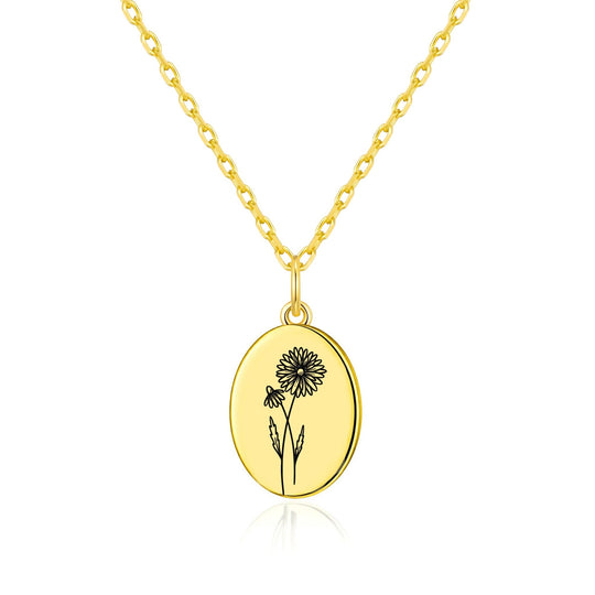 18k Gold Plated April Birth Flower Daisy Necklace with Card