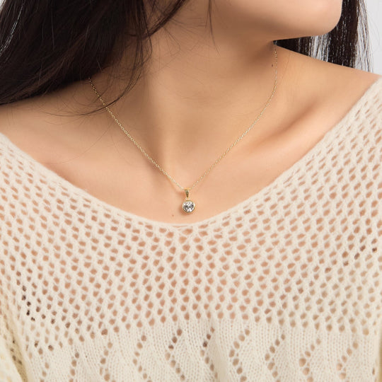 18k Gold Plated April (Diamond) Birthstone Necklace Created with Zircondia® Crystals - Philip Jones Jewellery