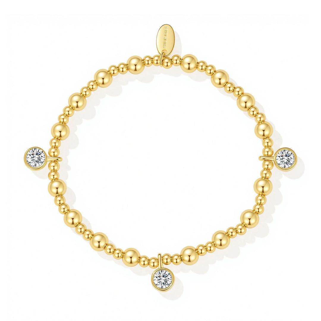 18k Gold Plated April (Diamond) Birthstone Stretch Charm Bracelet with Quote Card - Philip Jones Jewellery