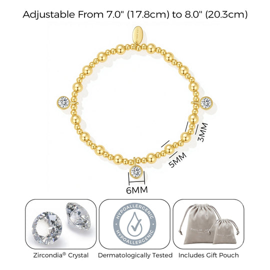 18k Gold Plated April (Diamond) Birthstone Stretch Charm Bracelet with Quote Card - Philip Jones Jewellery