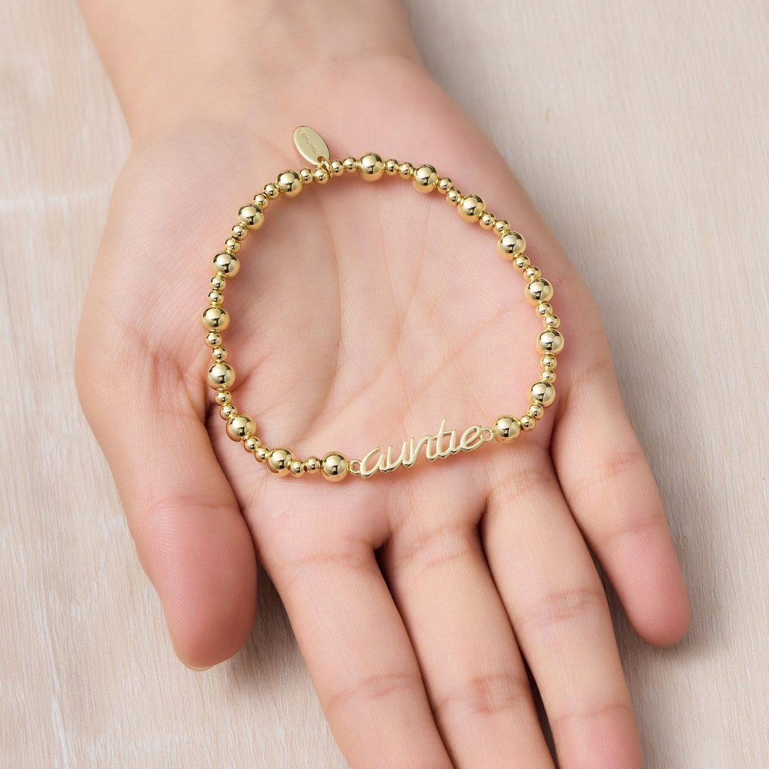 18k Gold Plated Auntie Beaded Stretch Bracelet - Philip Jones Jewellery
