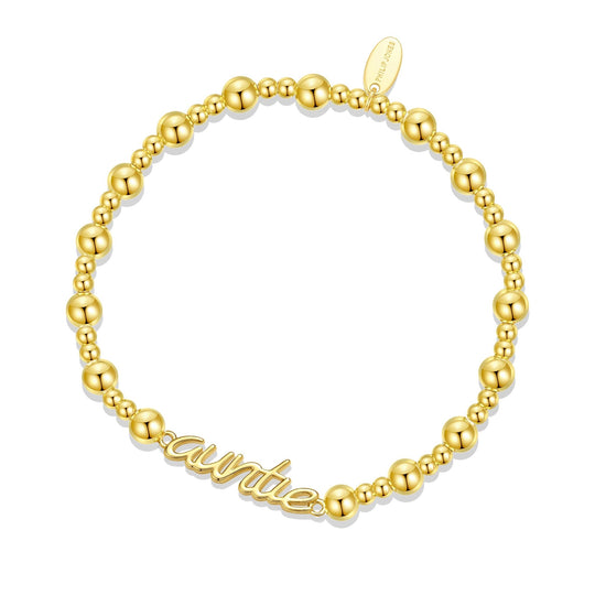 18k Gold Plated Auntie Beaded Stretch Bracelet - Philip Jones Jewellery