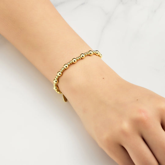 18k Gold Plated Beaded Stretch Bracelet - Philip Jones Jewellery