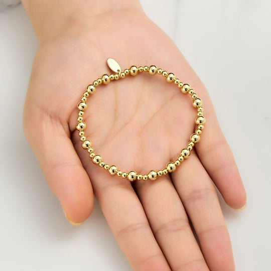 18k Gold Plated Beaded Stretch Bracelet - Philip Jones Jewellery