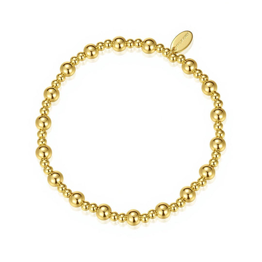 18k Gold Plated Beaded Stretch Bracelet - Philip Jones Jewellery