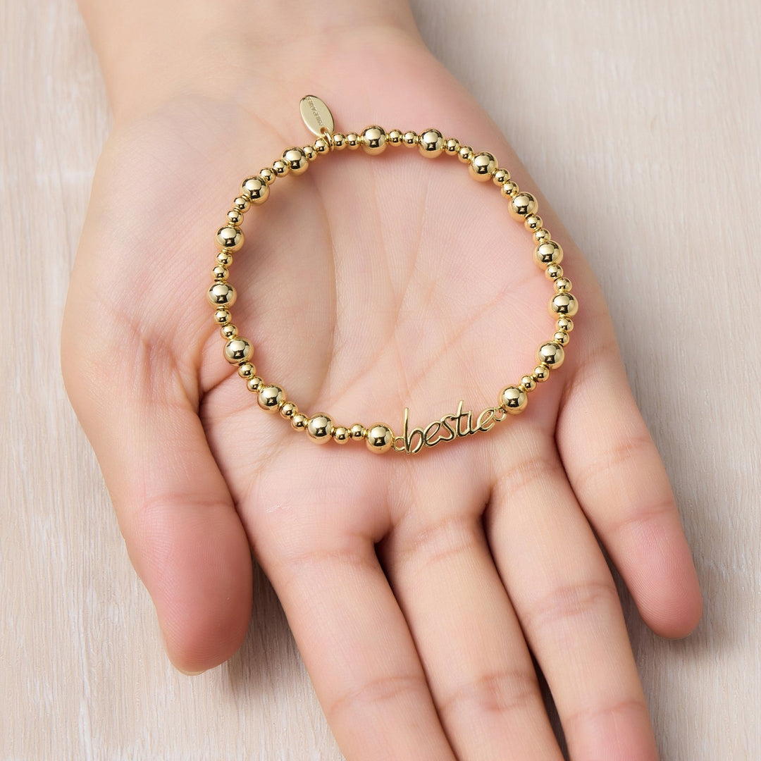 18k Gold Plated Bestie Beaded Stretch Bracelet - Philip Jones Jewellery