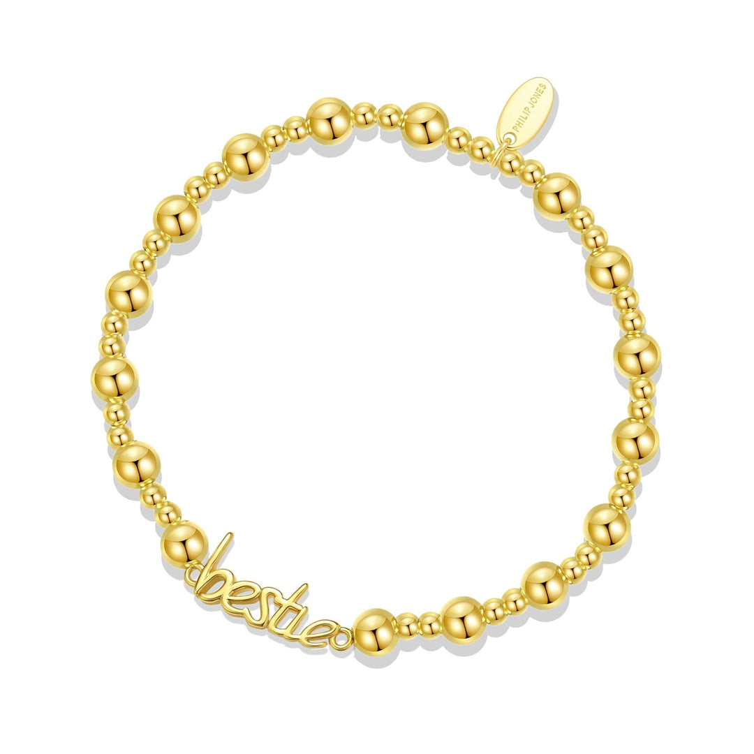 18k Gold Plated Bestie Beaded Stretch Bracelet - Philip Jones Jewellery