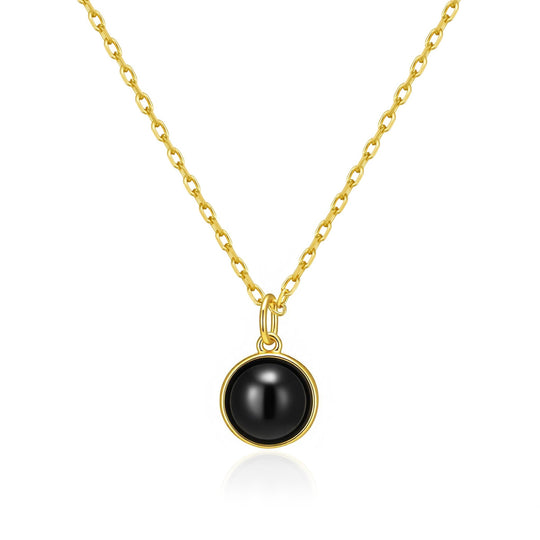 18k Gold Plated Black Onyx Necklace - Philip Jones Jewellery