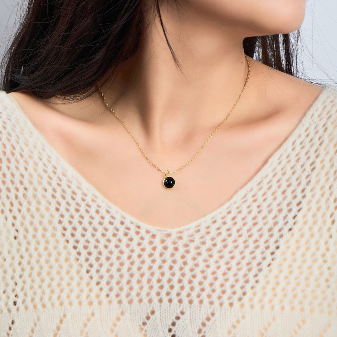 18k Gold Plated Black Onyx Necklace - Philip Jones Jewellery