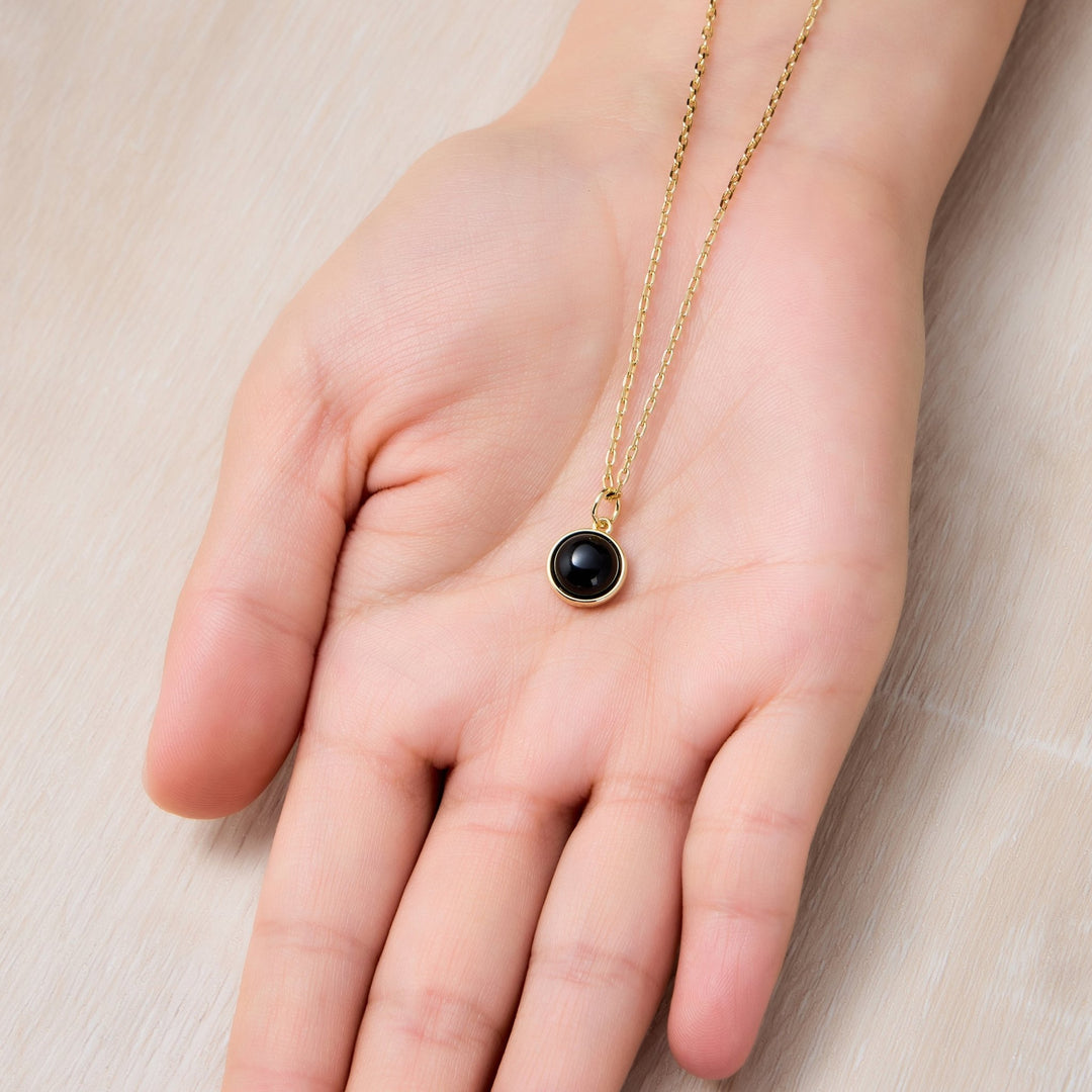 18k Gold Plated Black Onyx Necklace - Philip Jones Jewellery